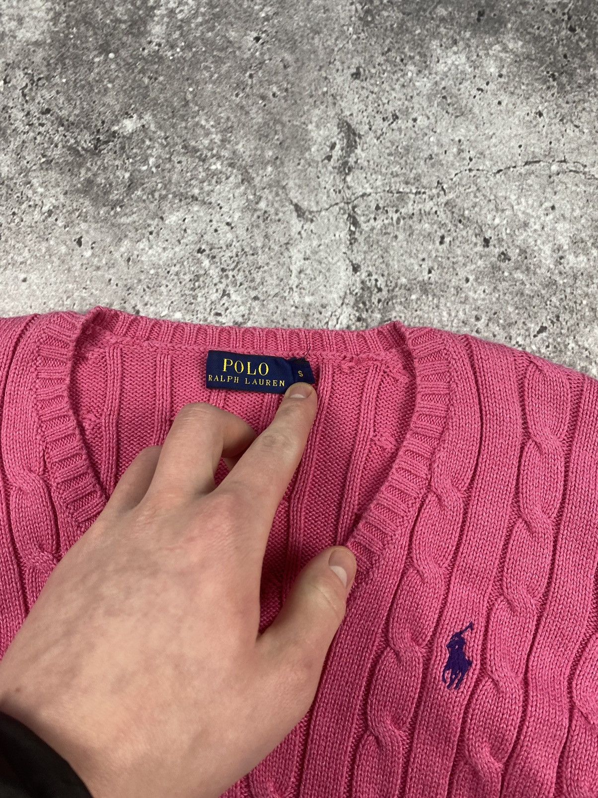 Polo Ralph Lauren × Vintage Polo Ralph Lauren Cable Knit V-neck Sweater pink🎀size S Size S / US 4 / IT 40 - 4 Thumbnail
