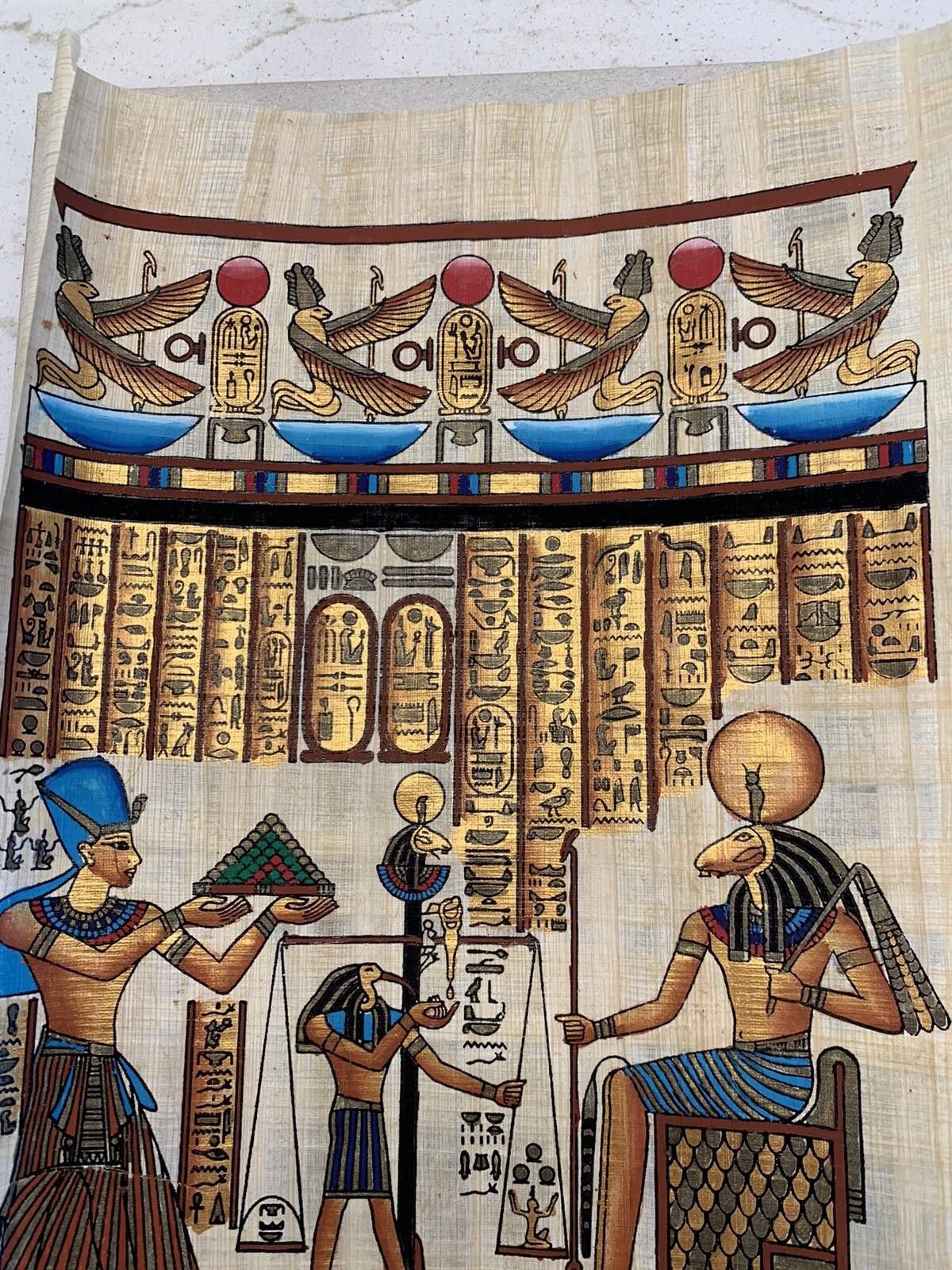 Designer Hand Paint Egyptian Signed Very Fine Papyrus Beautiful Paint Size ONE SIZE - 4 Thumbnail