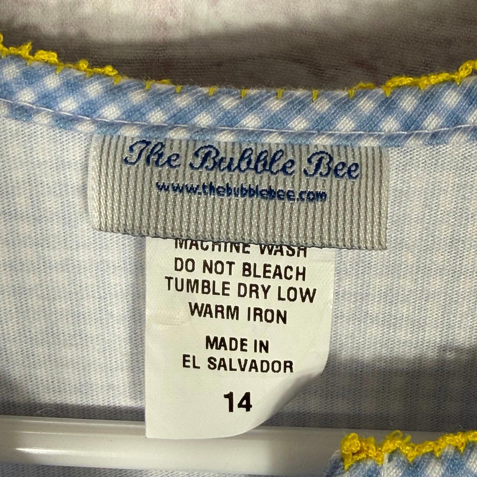 Other The Bubble Bee Girls Size 14 Blue Gingham Nightgown Size ONE SIZE - 5 Thumbnail