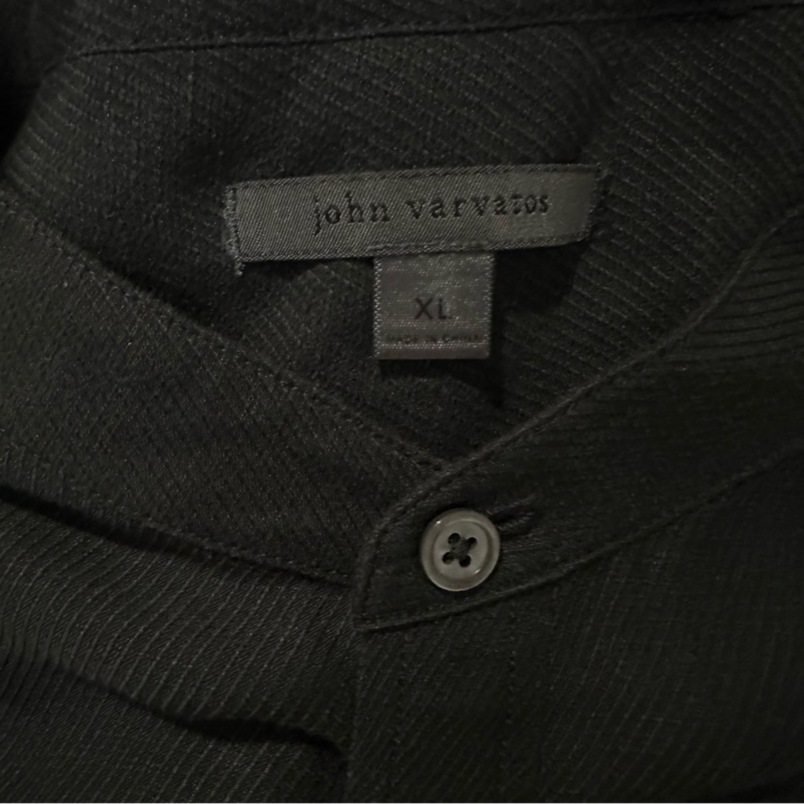 John Varvatos S/21 Twill Linen Blend Shirt Sz XL Midnight Blue Band Collar Size US XL / EU 56 / 4 - 2 Thumbnail
