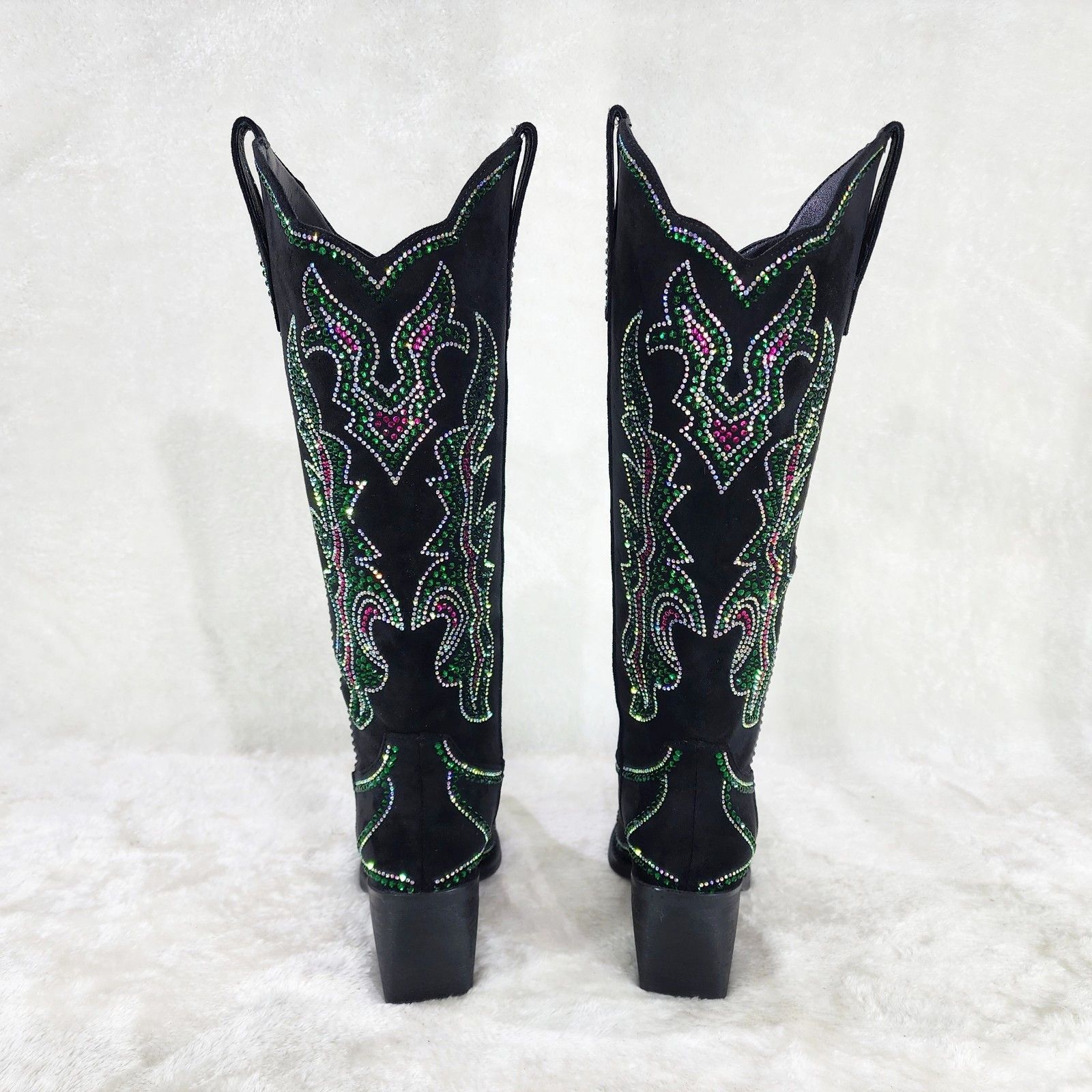 Other Roswell Country Western Cowgirl Knee Boots Rhinestones Black Size US 8 / IT 38 - 5 Thumbnail