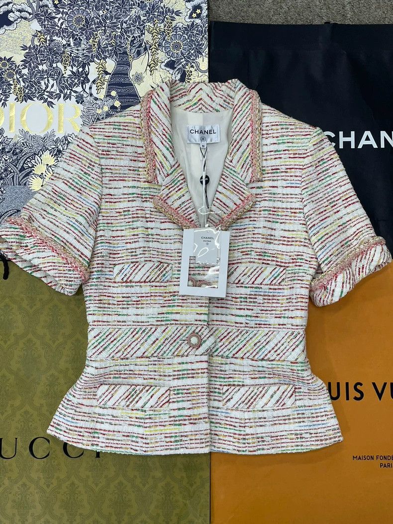 Chanel chanel Beach series colour block pink tweed short-sleeved Size XS / US 0-2 / IT 36-38 - 1 Thumbnail
