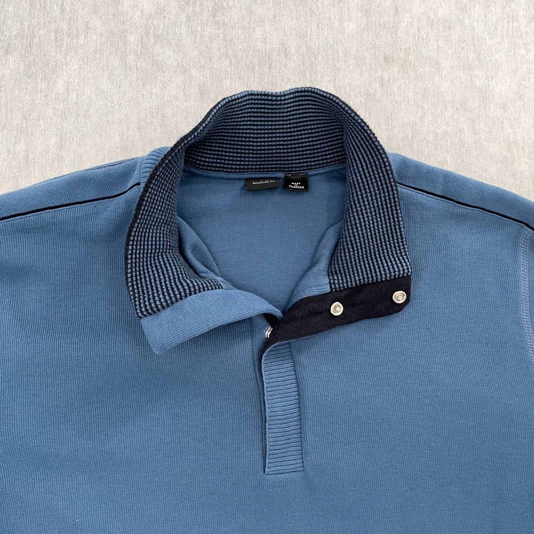 Hugo Boss HUGO BOSS Sweater Shirt Pullover Adult XL Blue 1/4 Button Logo Knit Cotton Mens XL Size US XL / EU 56 / 4 - 4 Thumbnail