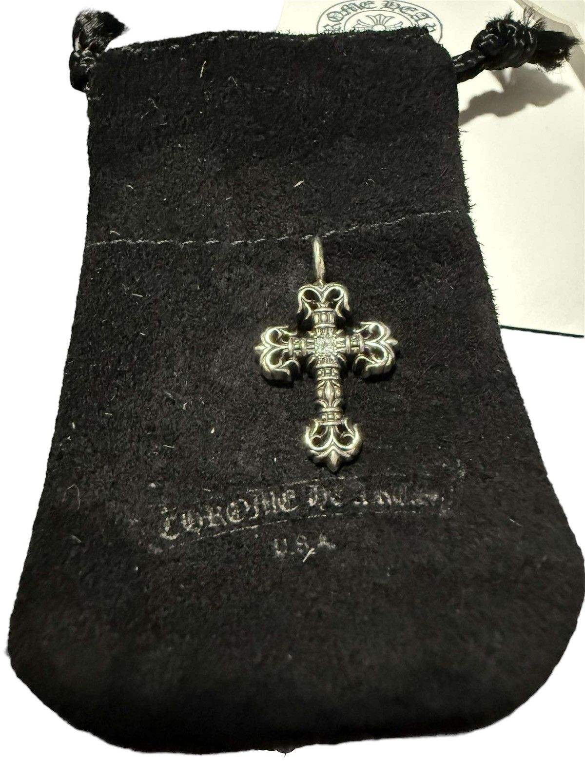 Chrome Hearts Chrome Hearts Silver Diamond Tiny Filigree Cross Charm Size ONE SIZE - 13 Thumbnail