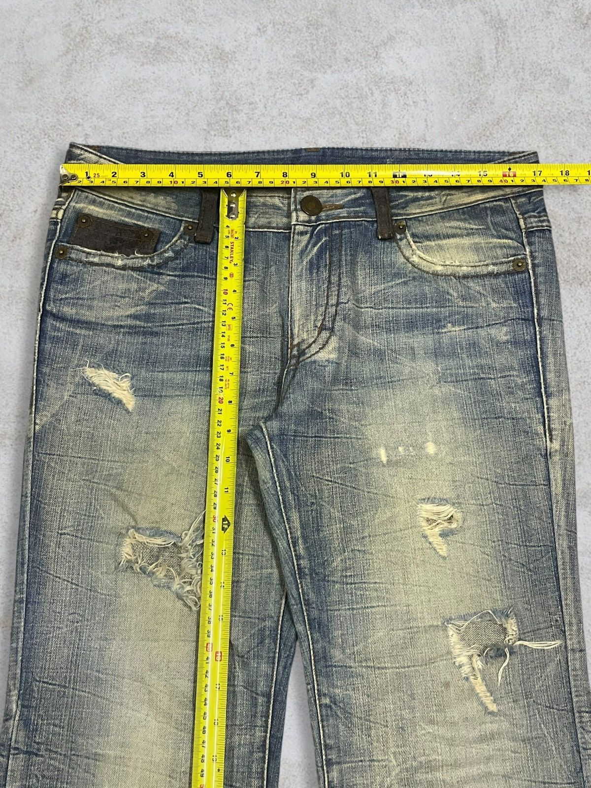 If Six Was Nine Vtg Japanese Distressed Wrinkle Texture MudWash Flared Jeans Size US 34 / EU 50 - 12 Thumbnail