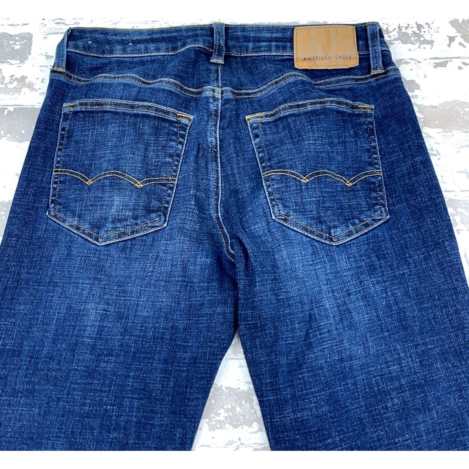 American Eagle Outfitters American Eagle Jeans Men 30x32 Slim Straight Next Level Stretch Dark Blue Distressed? No Distressed Size US 30 / EU 46 - 3 Thumbnail