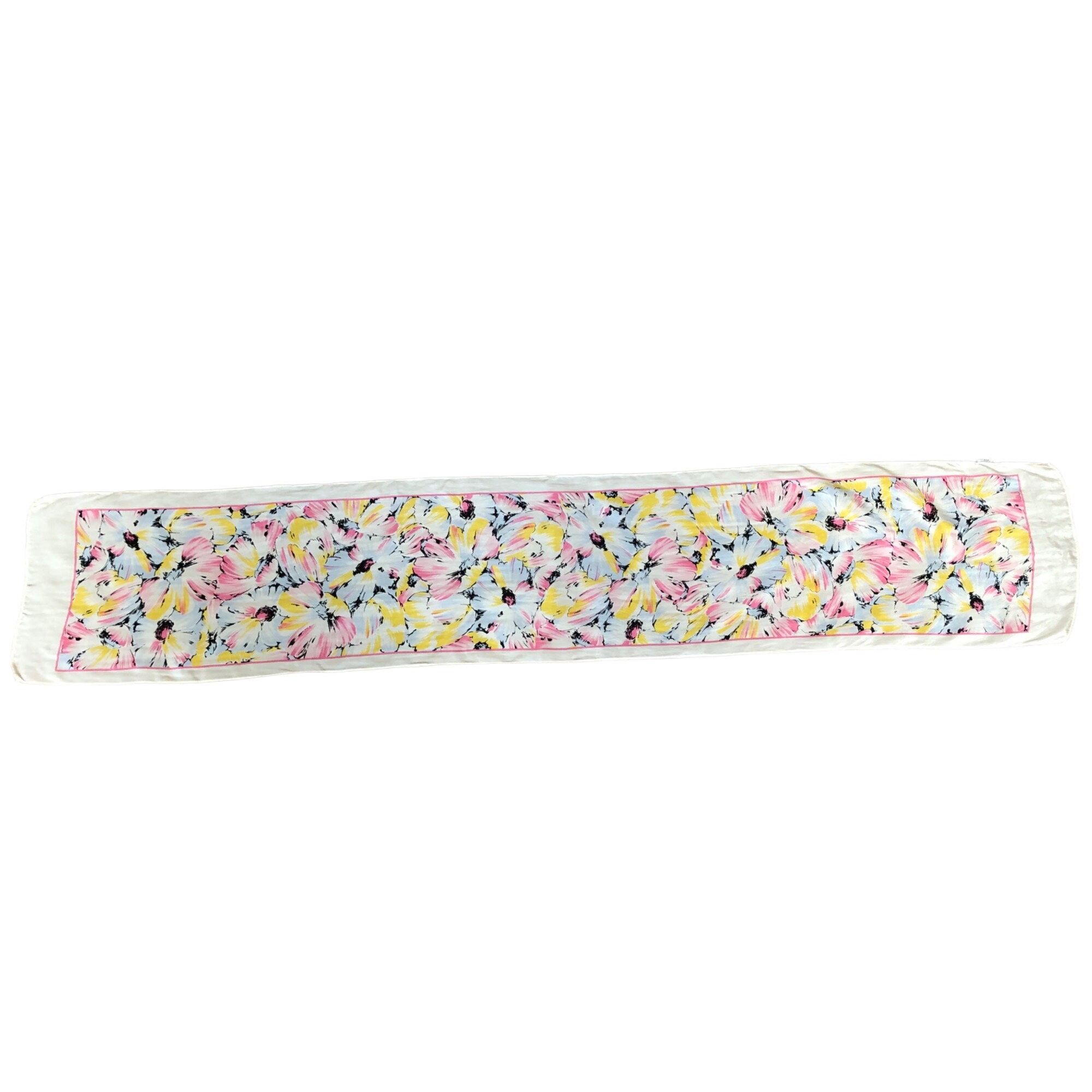 Vintage Vintage Novelty Pastel Painterly Floral Print Twilly Scarf R Size ONE SIZE - 2 Thumbnail
