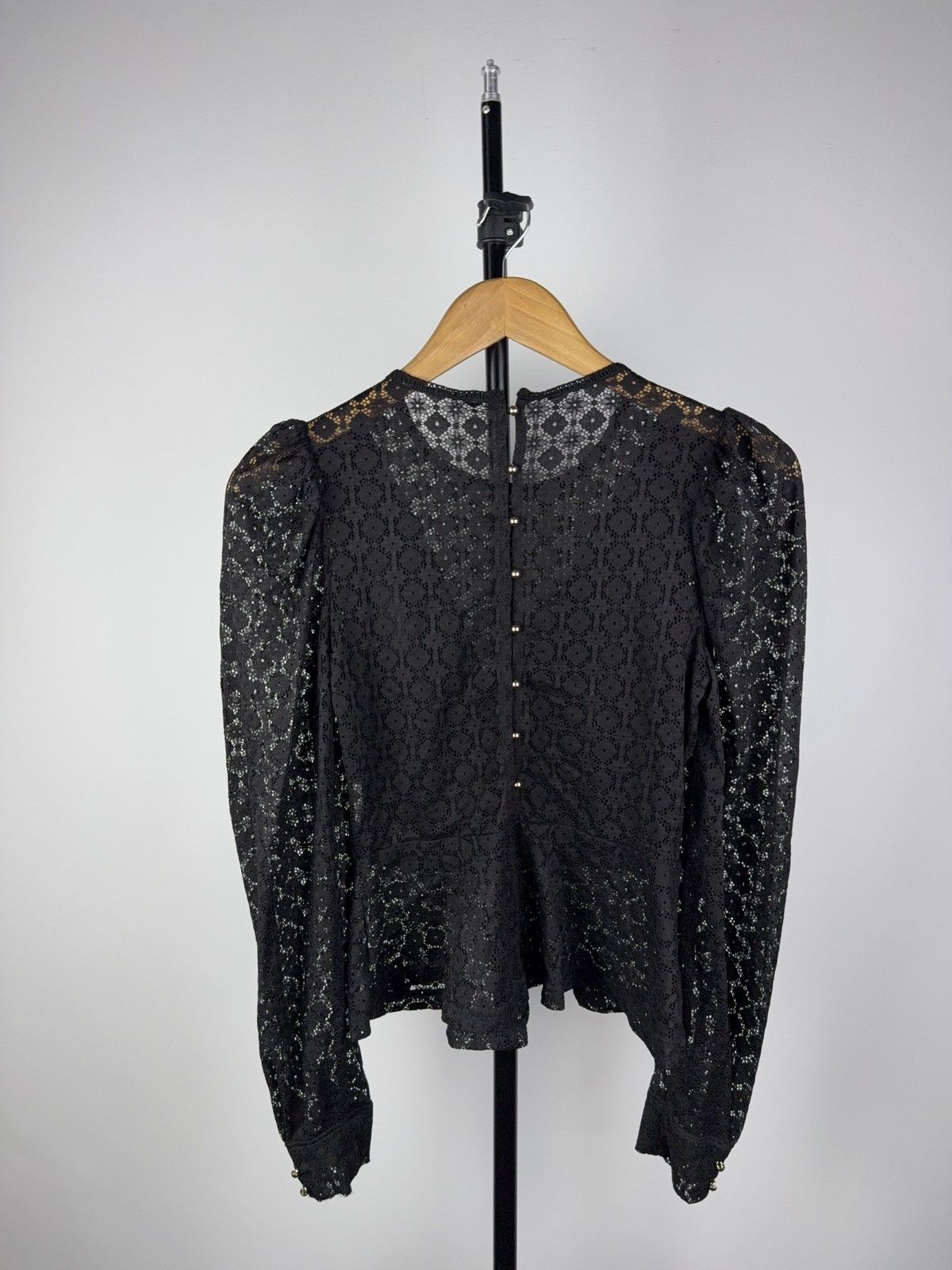 Other Y2K 00s Sheer Black Lace Puff Sleeve Blouse – Romantic Goth Size M / US 6-8 / IT 42-44 - 3 Thumbnail