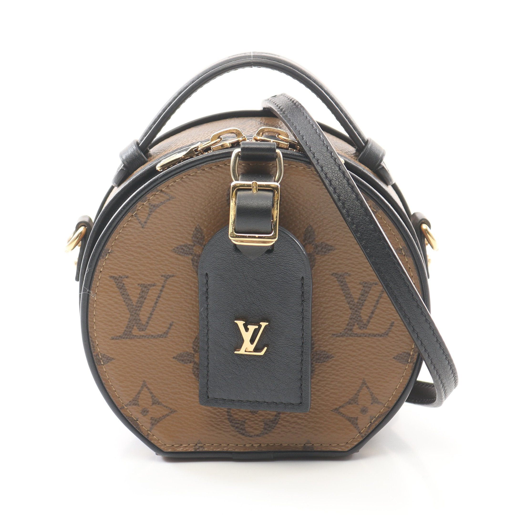 Louis Vuitton Louis Vuitton Mini Boatt Chapeau Monogram Reverse Handbag Leather Brown Black Size ONE SIZE - 1 Thumbnail