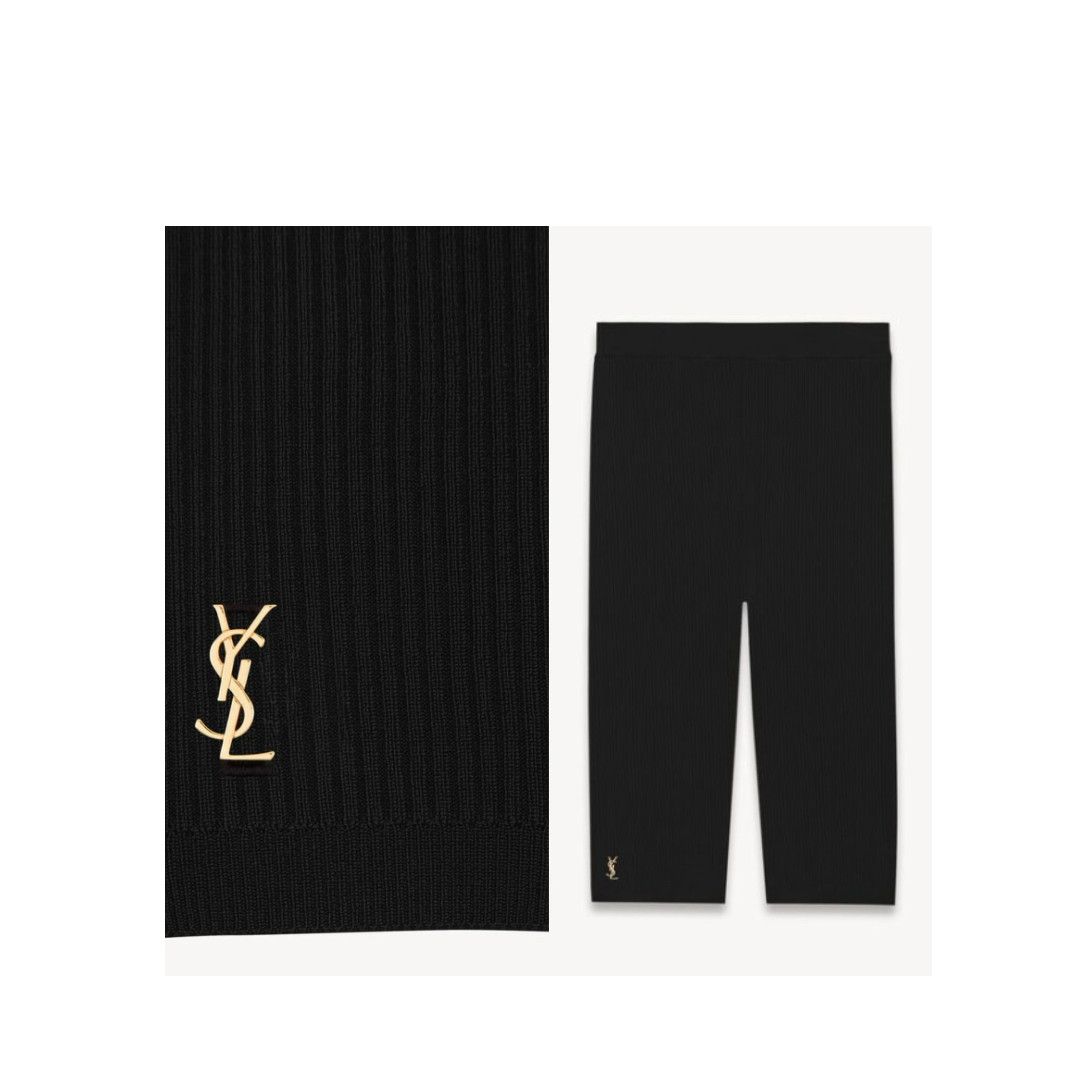 Saint Laurent Paris o1b1hav110525 Cassandre Rider Short in Ribbed Knit in Black Size 27" / US 4 / IT 40 - 1 Thumbnail