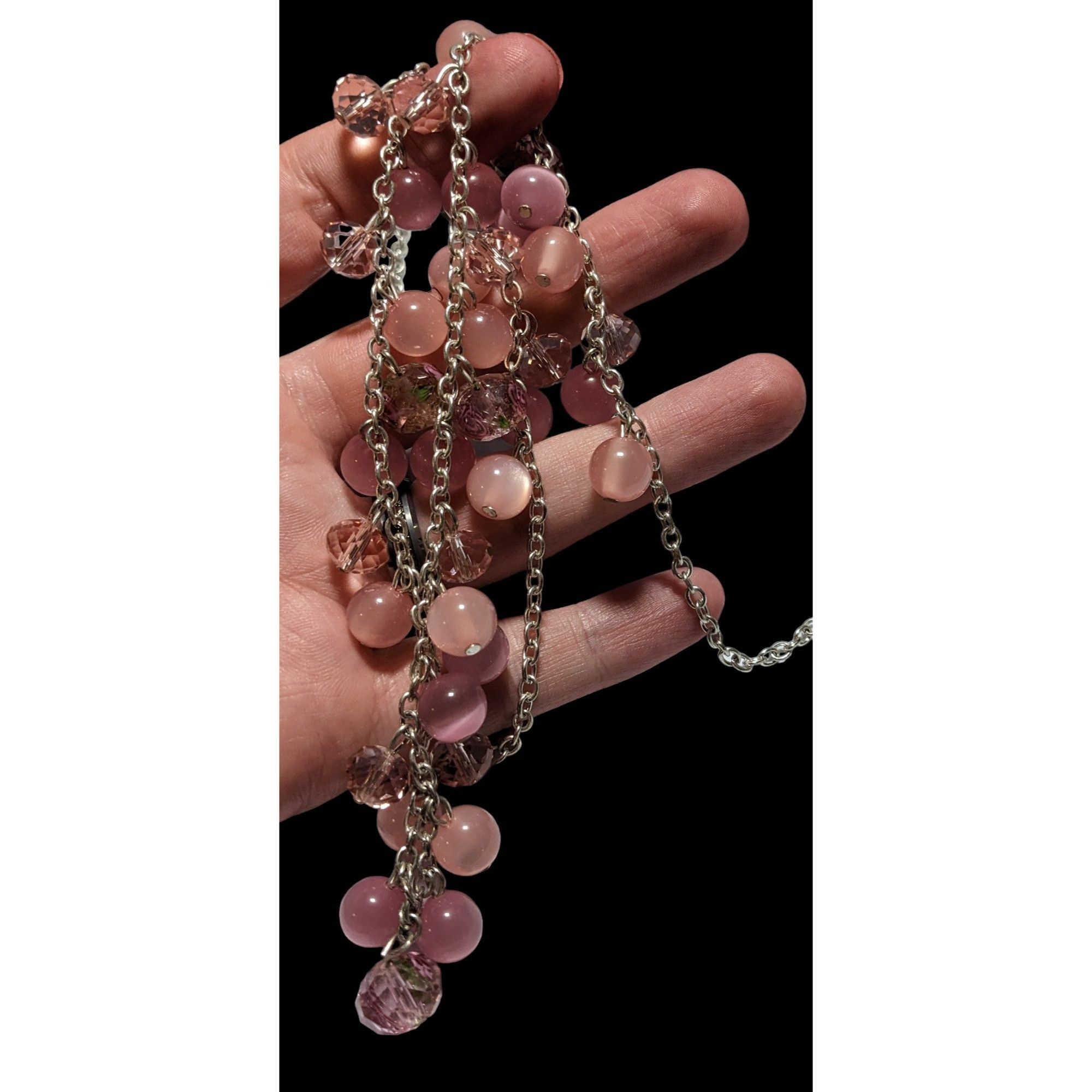 Other Pink & Silver Beaded Fringe Neckalce Size ONE SIZE - 5 Thumbnail