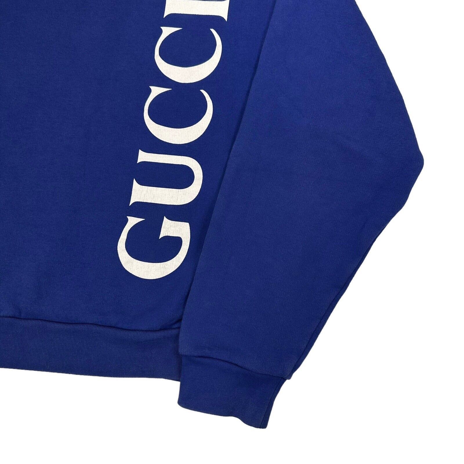 Gucci Gucci Size M Sweatshirt Deep Blue Vertical Logo Graphic Crew Size US M / EU 48-50 / 2 - 5 Thumbnail