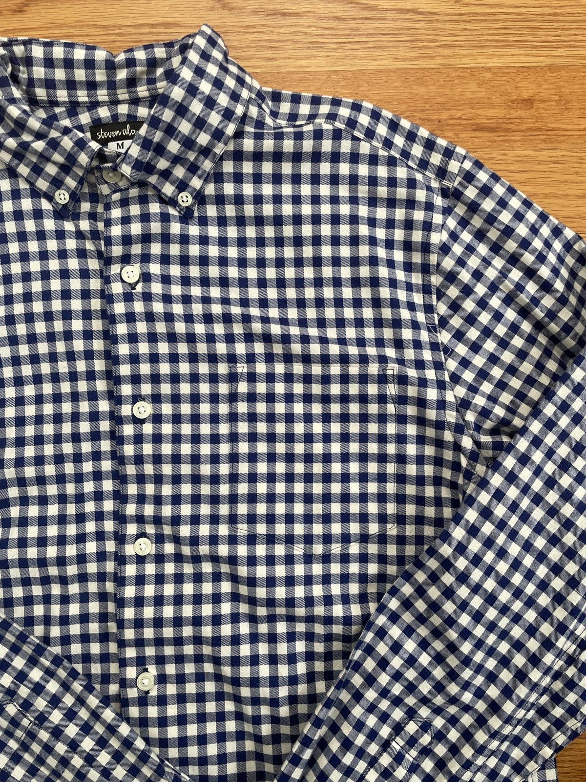 Steven Alan Steven Alan single needle shirt in navy gingham check Size US M / EU 48-50 / 2 - 3 Thumbnail