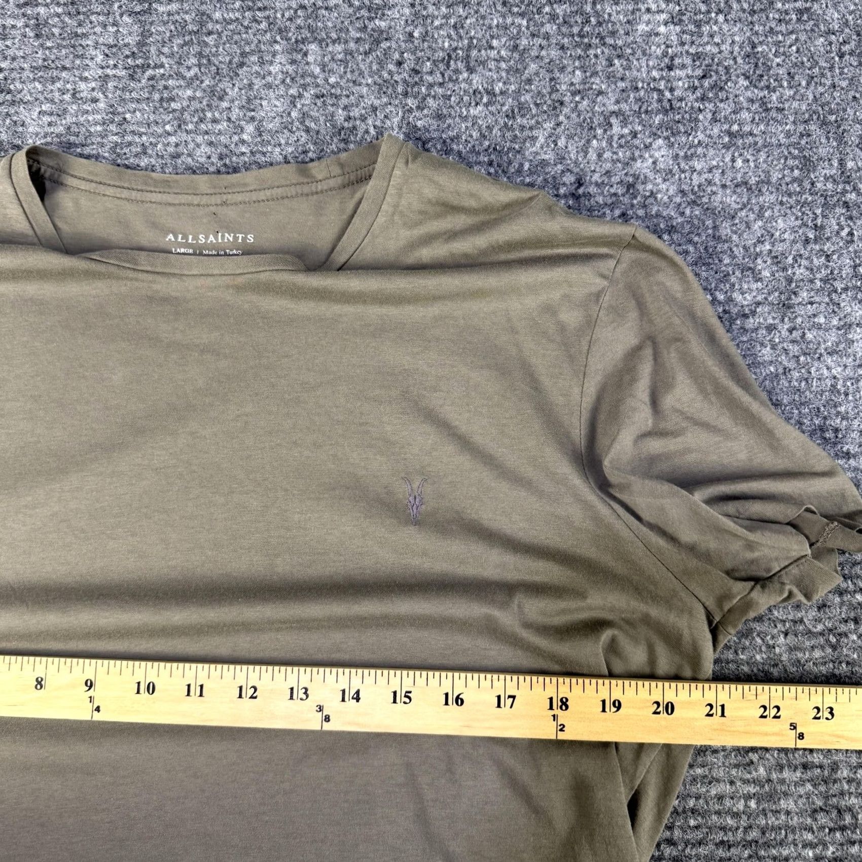Allsaints AllSaints Shirt Mens Large Olive Green Crewneck Logo Tee Soft Casual Top Size US L / EU 52-54 / 3 - 7 Thumbnail