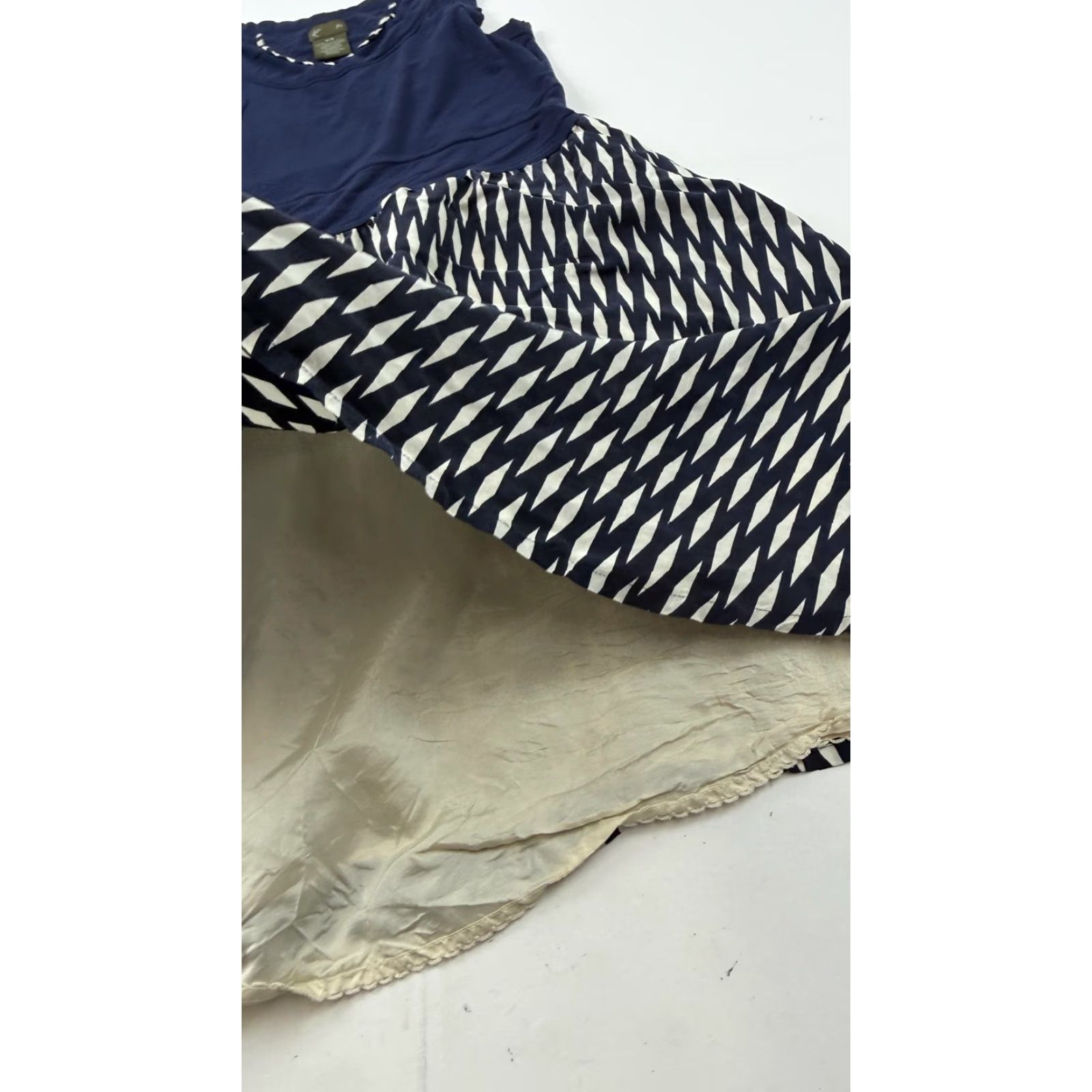 Feit Fei Dress Womens M Blue Geometric Silk Sleeveless Fit & Flare Knee Length Dress Size M / US 6-8 / IT 42-44 - 7 Thumbnail