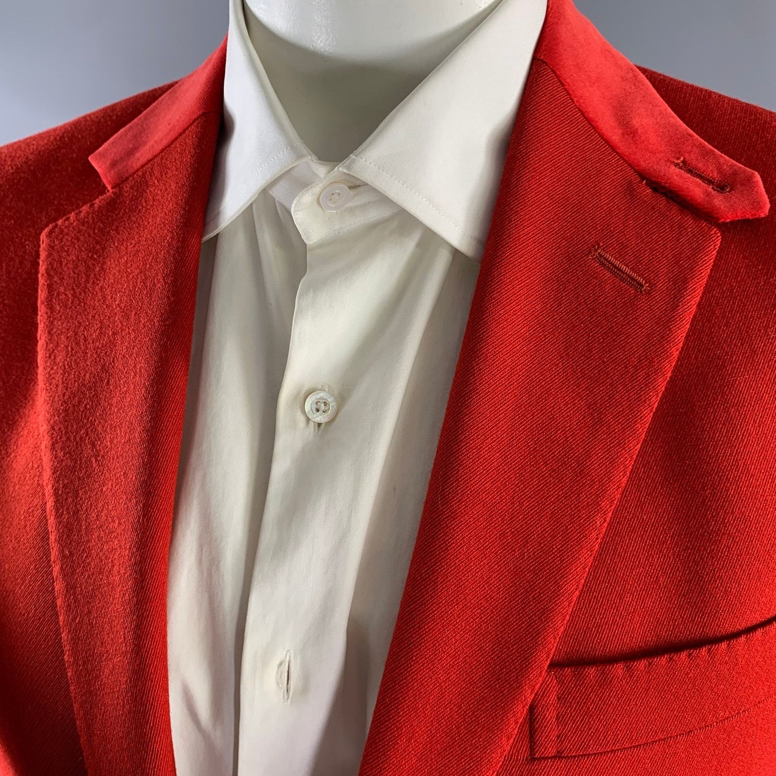 Ralph Lauren RALPH LAUREN Size 44 Red Wool Notch Lapel Sport Coat Size 44R - 6 Thumbnail
