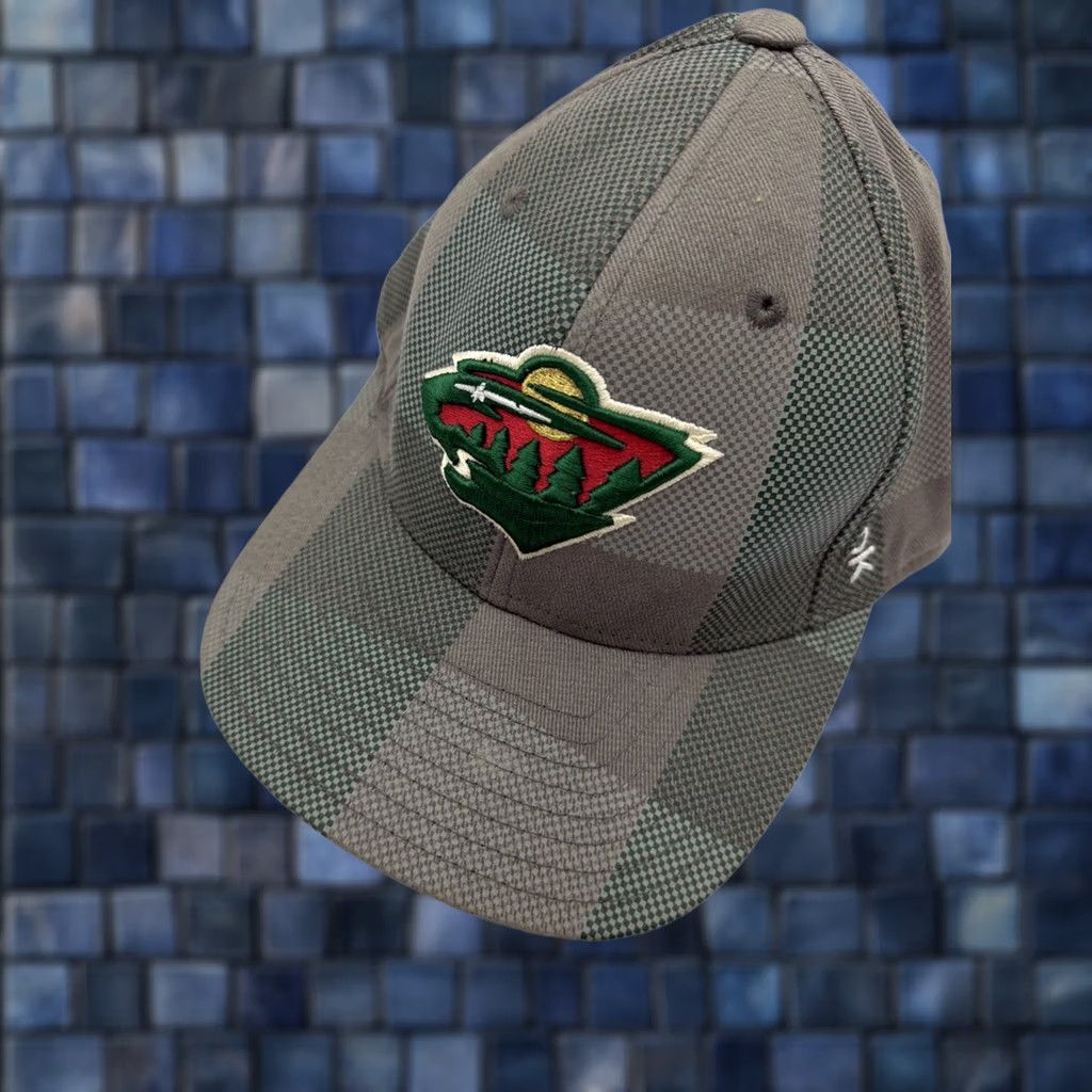 Reebok Reebok Center Ice Minnesota Wild Hat Mens Green Gray Cap NHL Hockey Checkered S/M XS? Size ONE SIZE - 1 Thumbnail