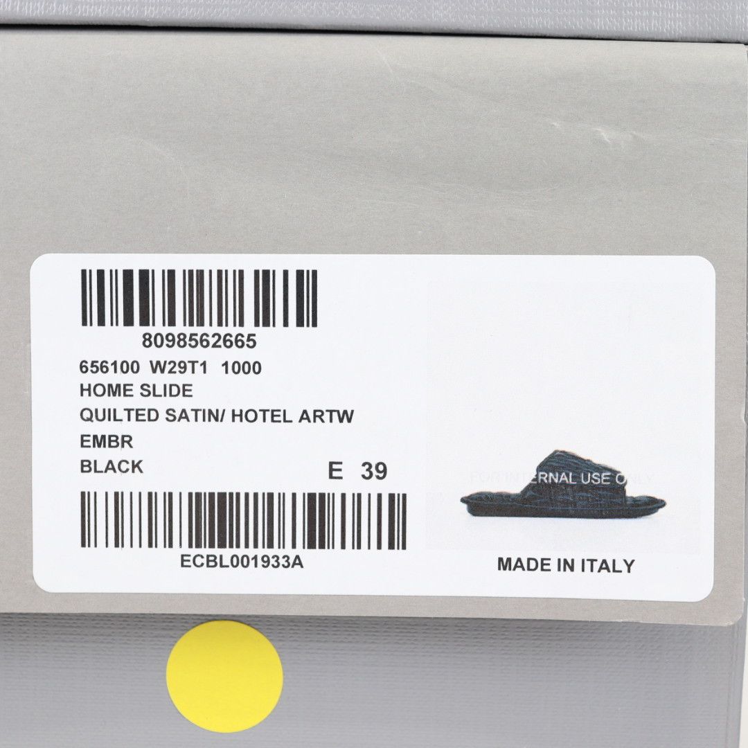 Balenciaga o1rshd1 Quilted Satin Hotel Artw Home Slide in Black Size US 6 / EU 39 - 9 Thumbnail