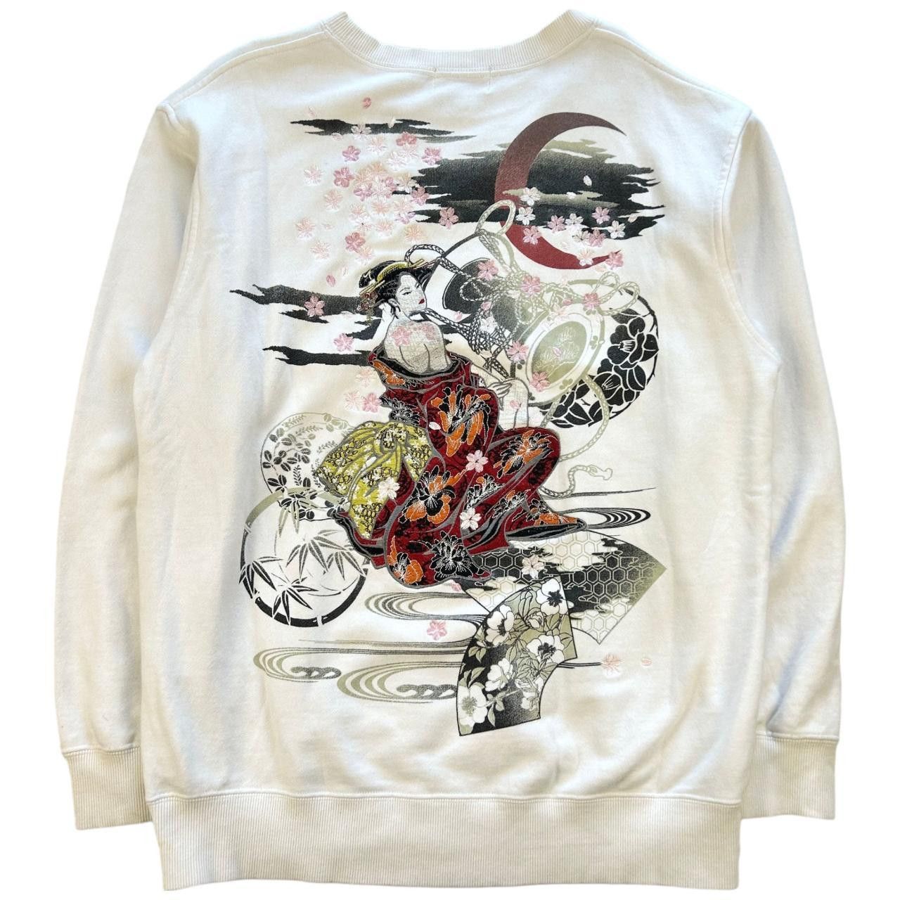 Vintage Moon And Geisha Japanese Sweatshirt Size M