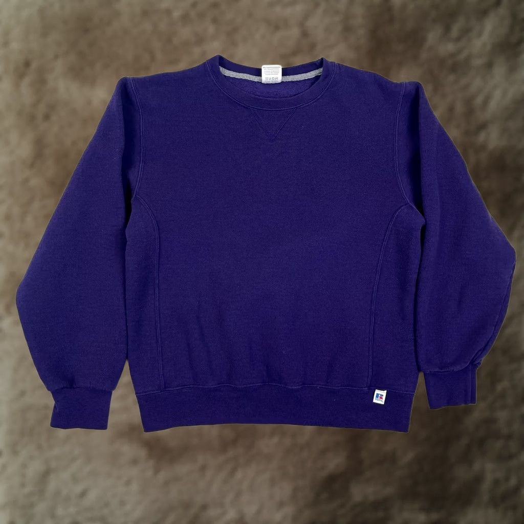 Russell Athletic VINTAGE Russell Athletic Sweatshirt Mens M Purple Crewneck Fleece Blank Logo Solid) Size US M / EU 48-50 / 2 - 1 Thumbnail