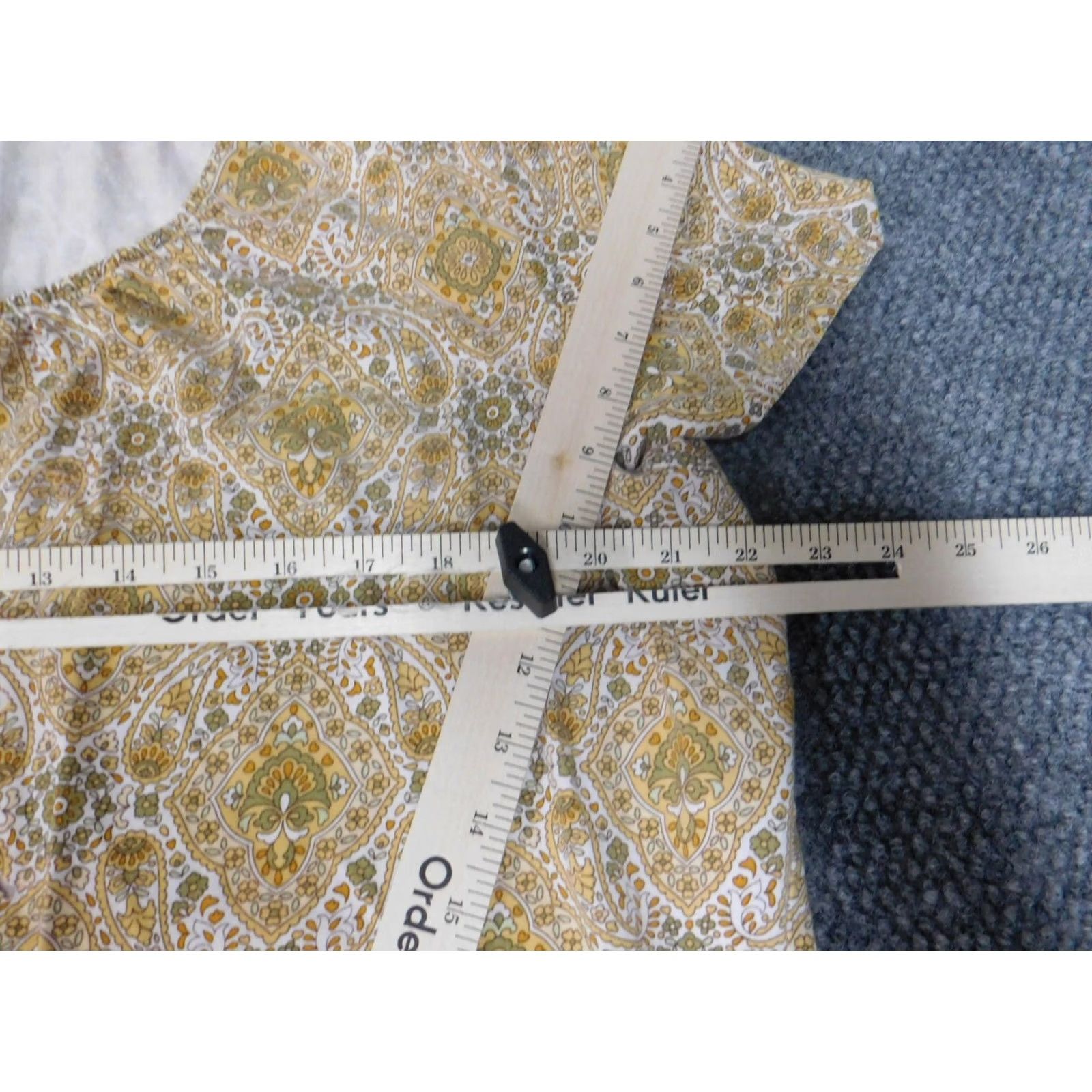 Charter Club Charter Club Blouse 3X Womens Yellow Floral Crew Neck Long Sleeve Cap Sleeve Ruffle Polyester Rayon Breathing Casual Classic Vintage: No Size XXL / US 16-18 / IT 52-54 - 5 Thumbnail