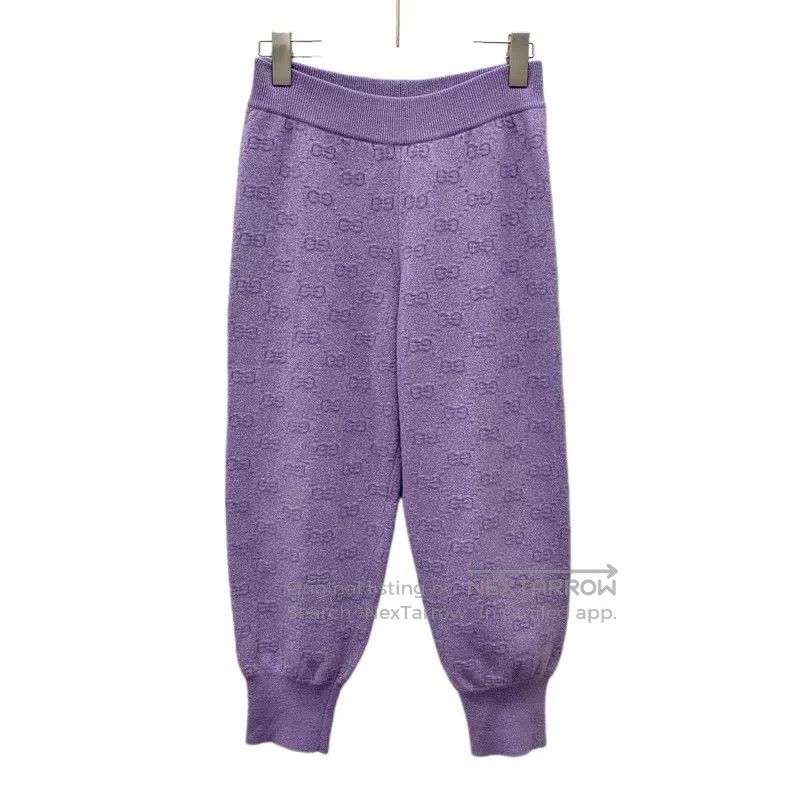 Gucci Gucci Size S Purple logo jacquard full print wool leg casua Size 42" / US 20 - 1 Thumbnail