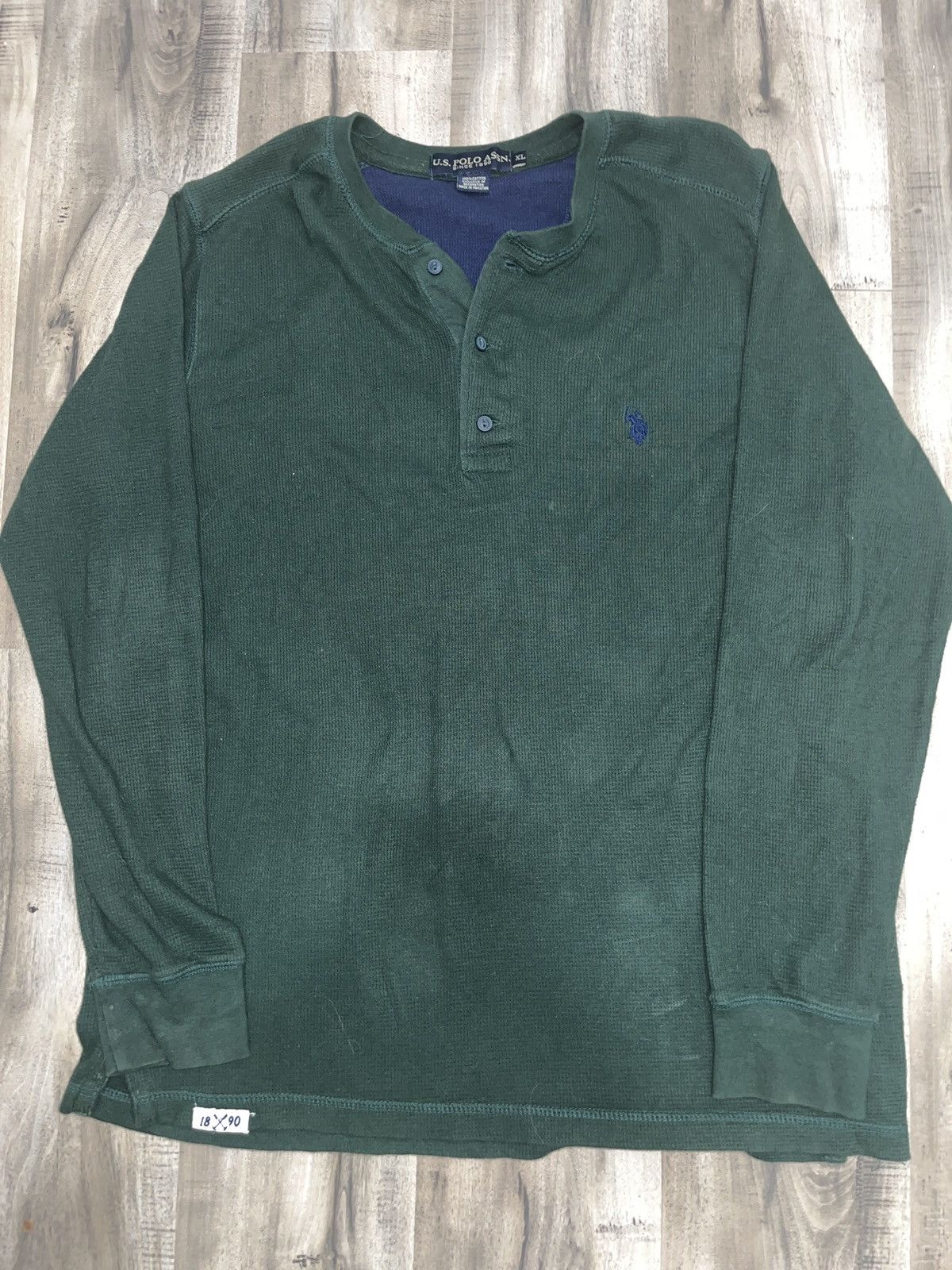 U.S. Polo Assn. × Vintage VINTAGE LONG SLEEVE GREEN THERMAL BAGGY FIT!! Size US XL / EU 56 / 4 - 4 Thumbnail