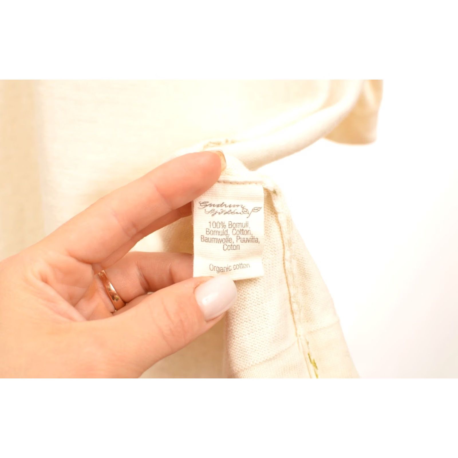 Vintage Gurdun Sjoden Dress Ivory Dotted Midi A-Line Long Sleeve Size M Womens Regular Organic Cotton Size M / US 6-8 / IT 42-44 - 5 Thumbnail