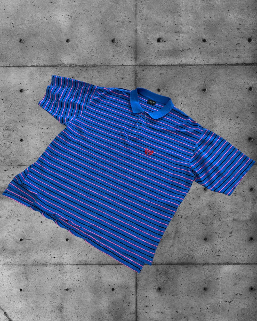 Balenciaga Balenciaga Blue Pink Striped Oversized Polo Shirt Runway Size US L / EU 52-54 / 3 - 2 Thumbnail