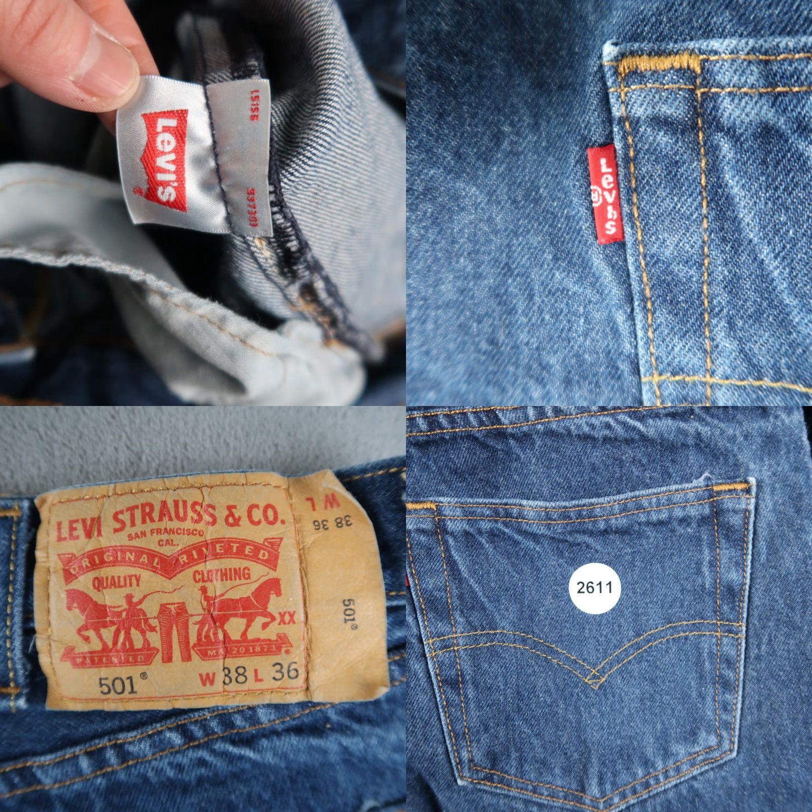 Levi's VINTAGE Levi's 501 Jeans Straight Denim Blue 501 Series 38x/38x36 Men Regular 5-Pocket Belt Loops Button Size US 38 / EU 54 - 9 Thumbnail