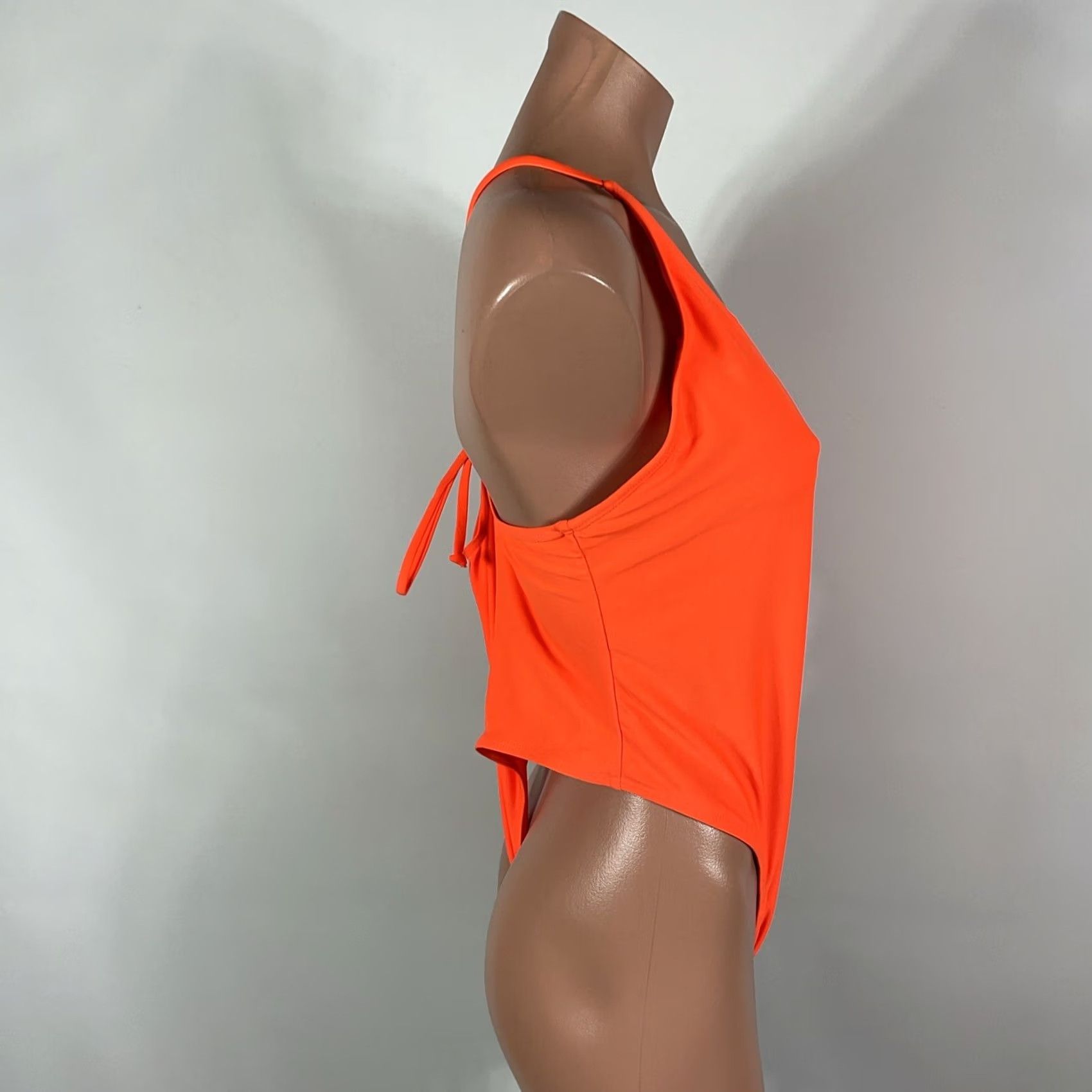 Vintage VINTAGE Matte Collection NEON Orange One Piece Swimsuit PLUS 2X Tie Back Padded Size ONE SIZE - 5 Thumbnail
