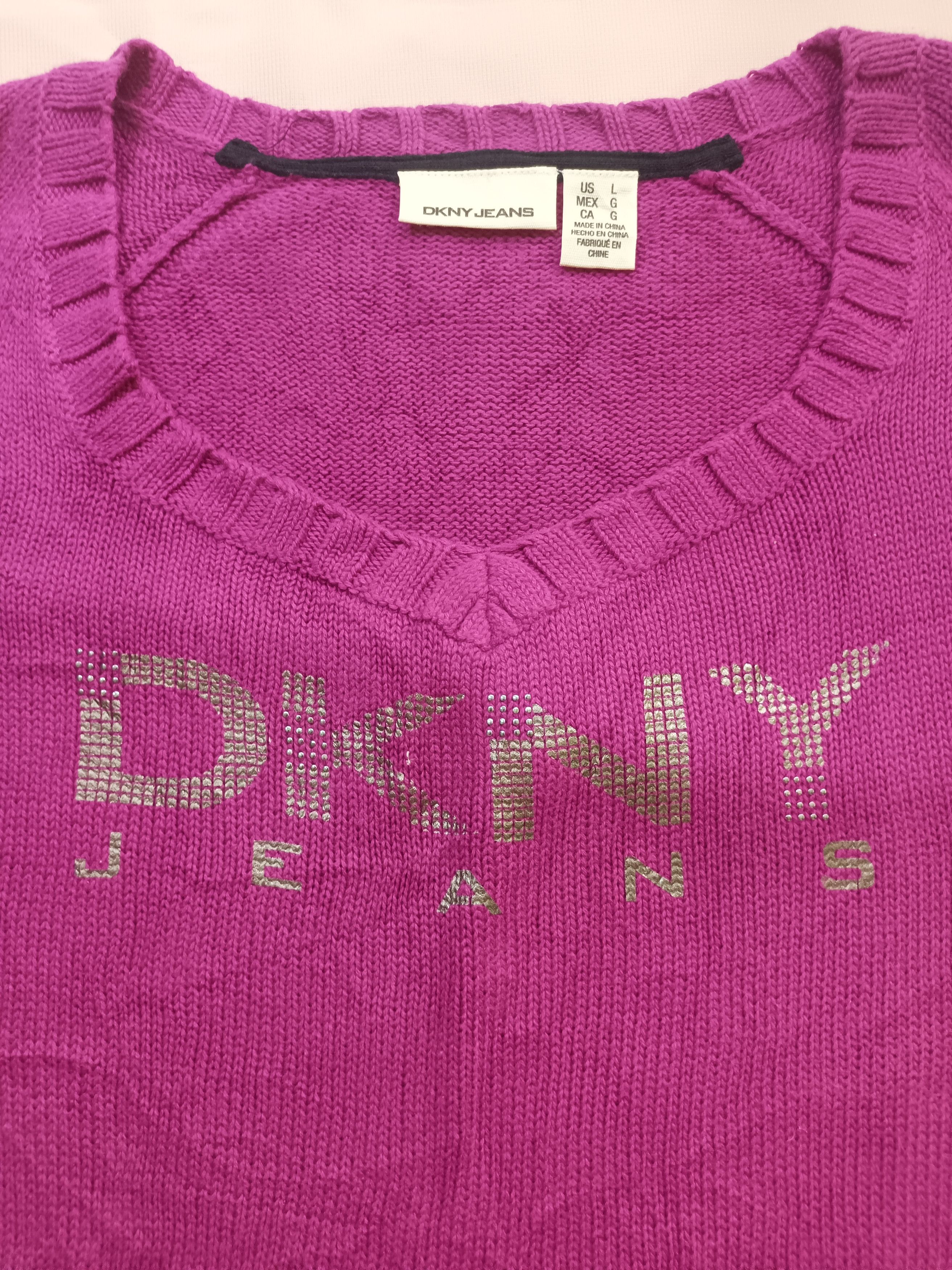 DKNY DKNY JEANS Donna Karan Knitted Sweater V-Neck Size L / US 10 / IT 46 - 16 Thumbnail