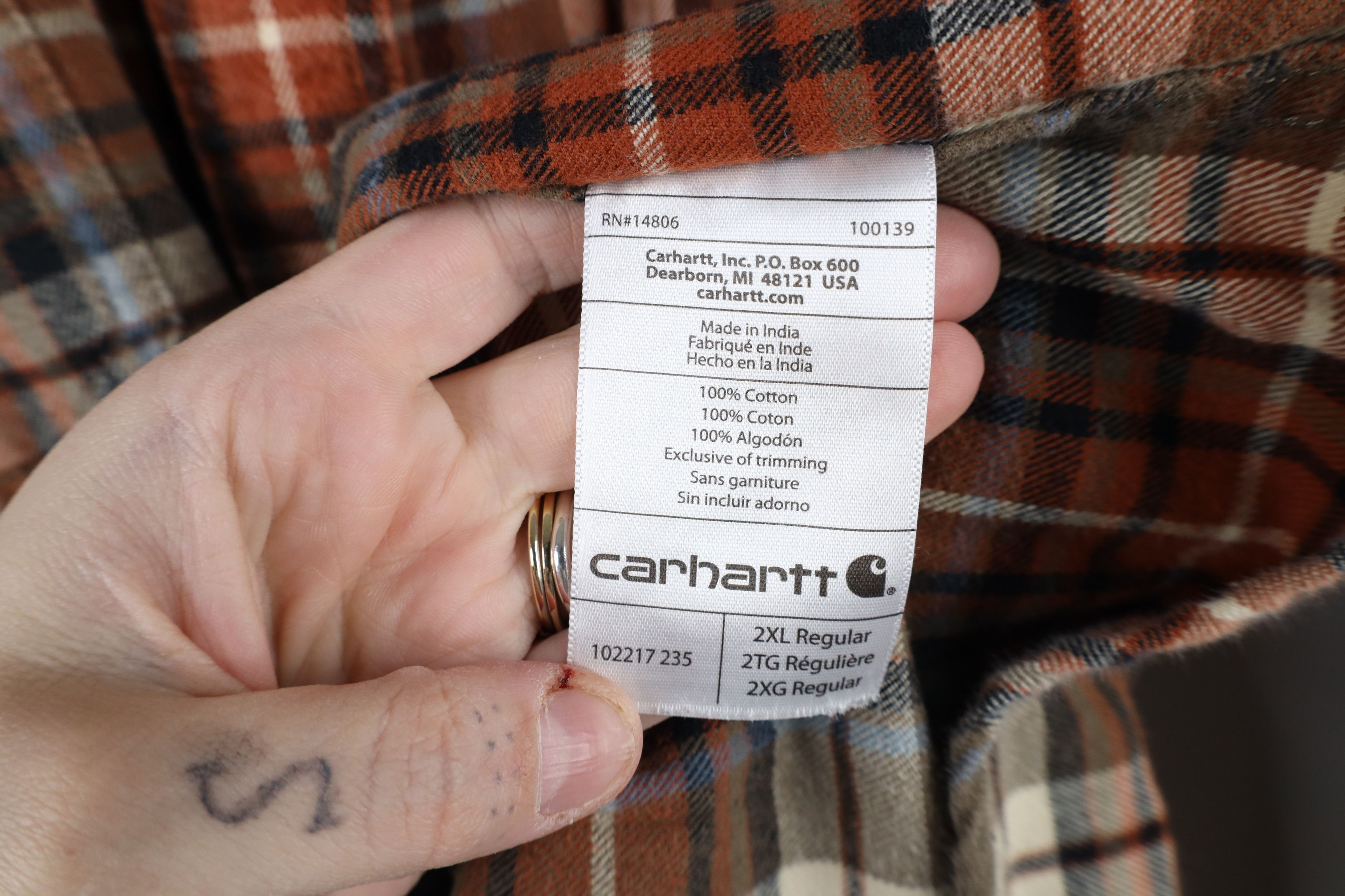 Carhartt × Vintage Vintage Carhartt Relaxed Fit Flannel Button Down Shirt Plaid Size US XXL / EU 58 / 5 - 8 Thumbnail