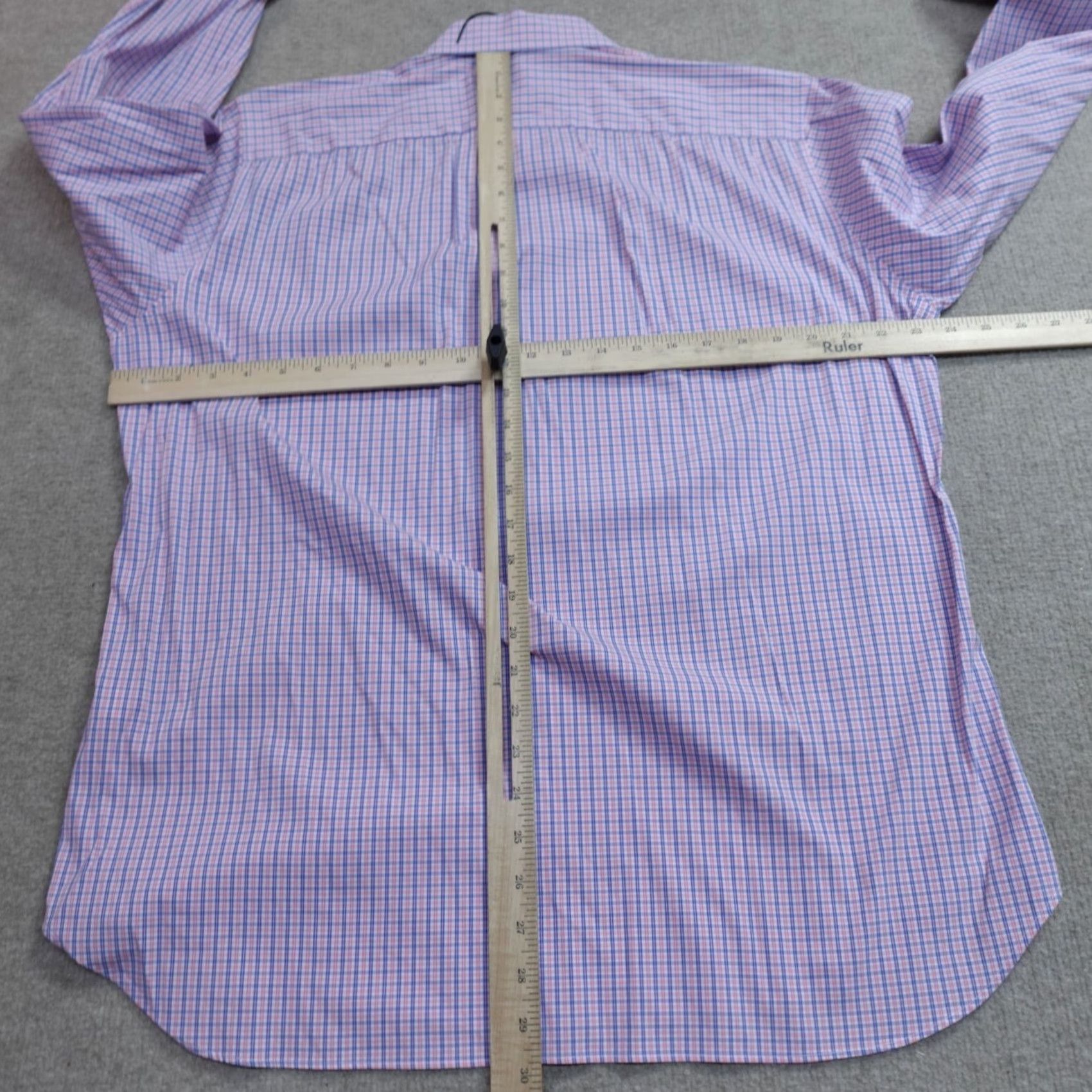 Bonobos Bonobos Shirt Large 16.5 Pink Blue Plaid Slim Fit Cotton Blend Stretch Shirt Mens Button-Up Long Sleeve Collared Size US L / EU 52-54 / 3 - 4 Thumbnail