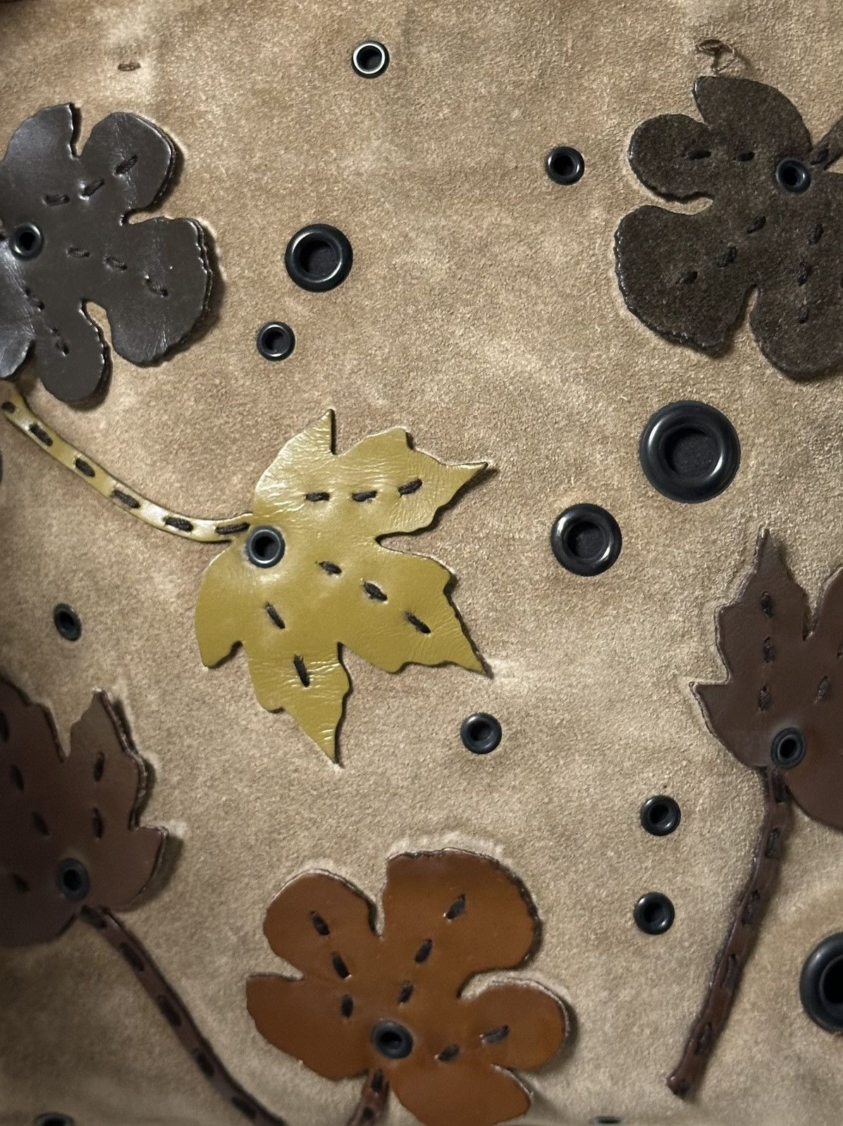 Prada PRADA F/W 1999 Appliqué Leaves Suede and Mesh Hand Bag Size ONE SIZE - 5 Thumbnail