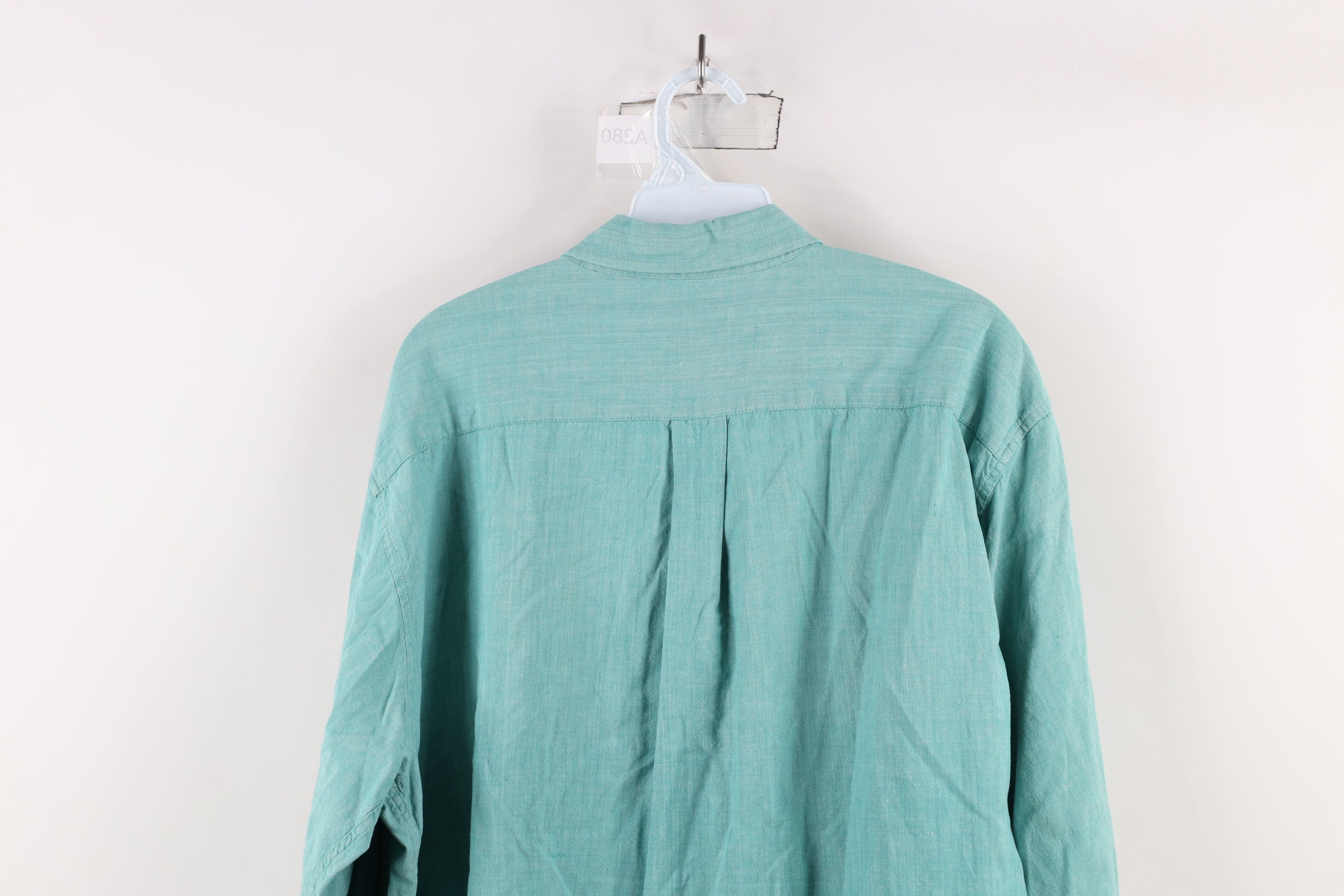 J.Crew × Vintage Vintage 90s J Crew Chambray Button Down Shirt Green Cotton Size US XL / EU 56 / 4 - 12 Thumbnail