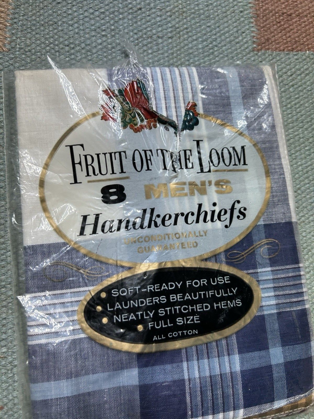 Vintage Vtg 60s fruit of the loom handkerchiefs 8 pack plaid cotton Size ONE SIZE - 2 Thumbnail