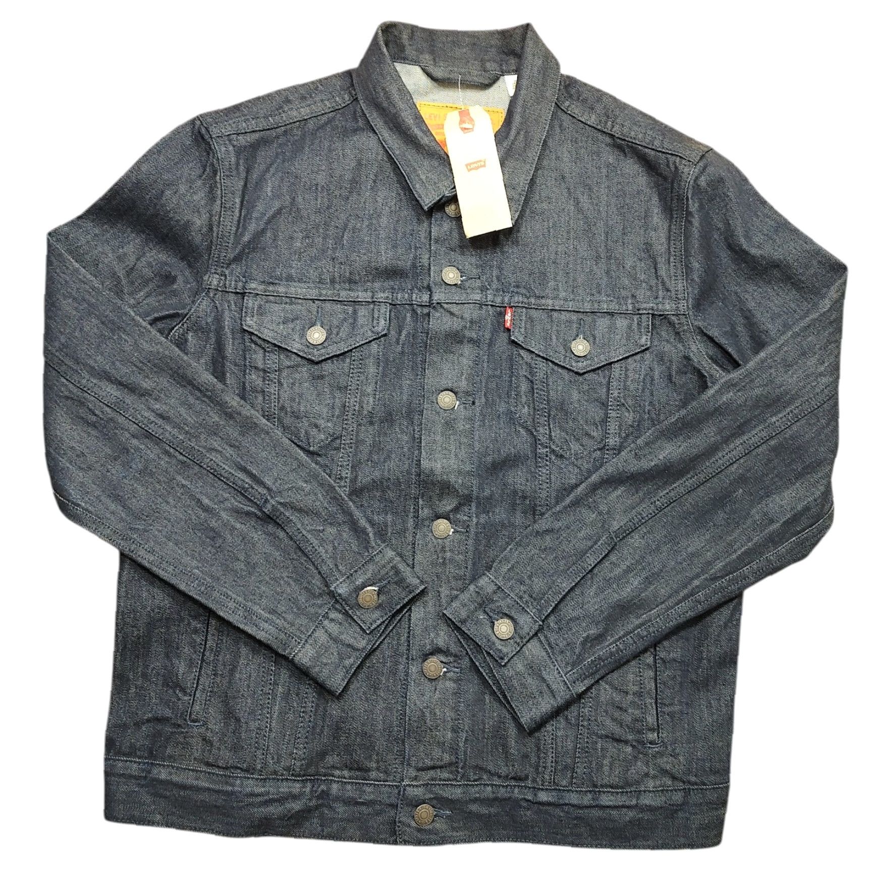 Levi's NWT Levi's Trucker Jacket Denim Jeans Dark Wash Button Chest 44 L Blue Mens Regular Size L jacket 90s Classic USA Vintage? Wait. Size US 33 - 2 Thumbnail