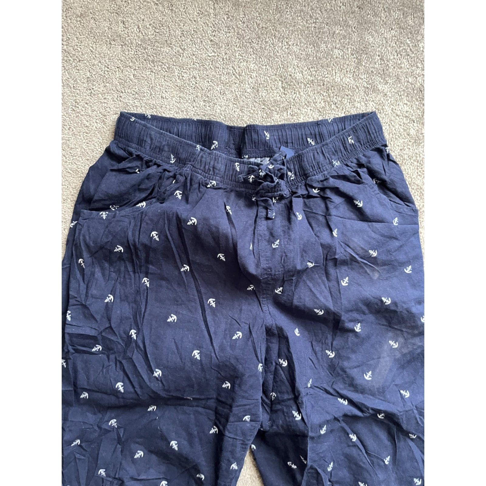 Gloria Vanderbilt Gloria Vanderbilt Capri Pants Navy Nautical Anchor Print Pockets Draw String Slim Straight Inseam 16 M Womens Regular Twill Cotton Capris Size 24" / US 00 / IT 34 - 3 Thumbnail