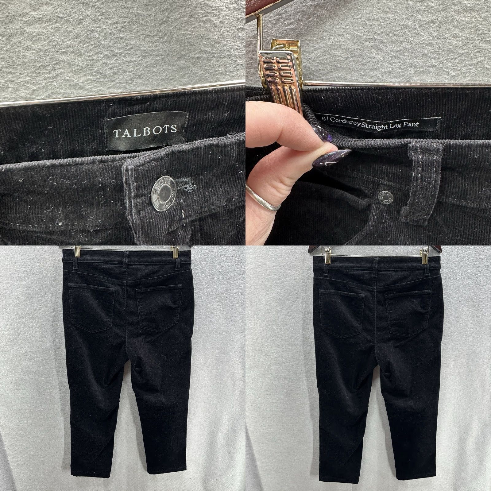 Talbots Talbots Corduroy Pants Womens 6 Straight Leg 5 Pocket Black Cotton Blend Preppy Shirt Size 28" / US 6 / IT 42 - 8 Thumbnail