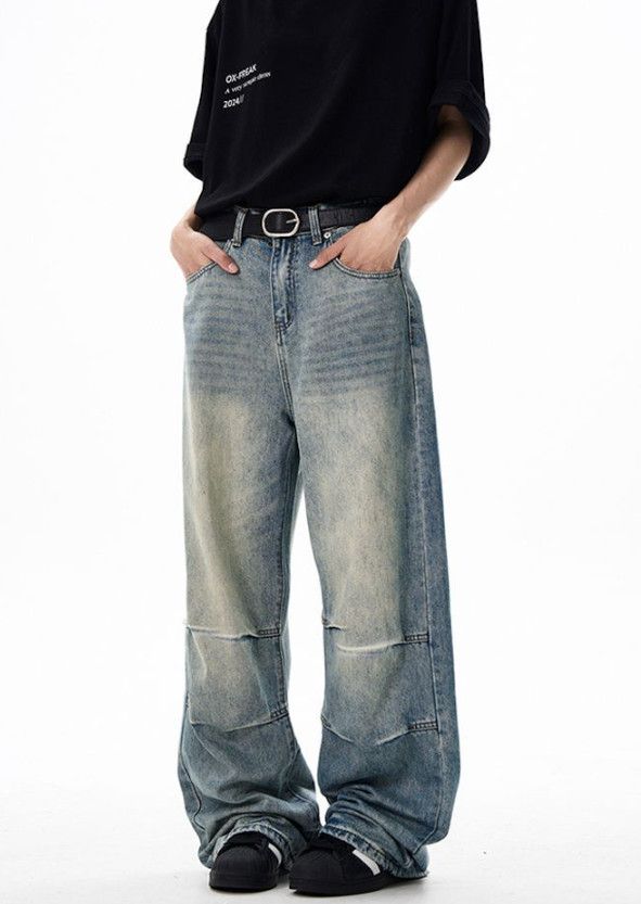 Vintage American baggy patchwork straight wide-leg jeans for men Size US 32 / EU 48 - 3 Thumbnail