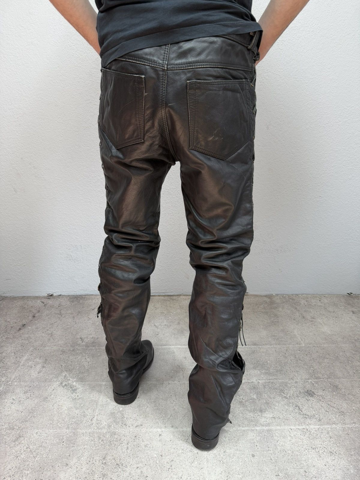 Leather Vintage IXS Leather Pants Black Riding Y2K Archival Dainese Size US 33 - 3 Thumbnail