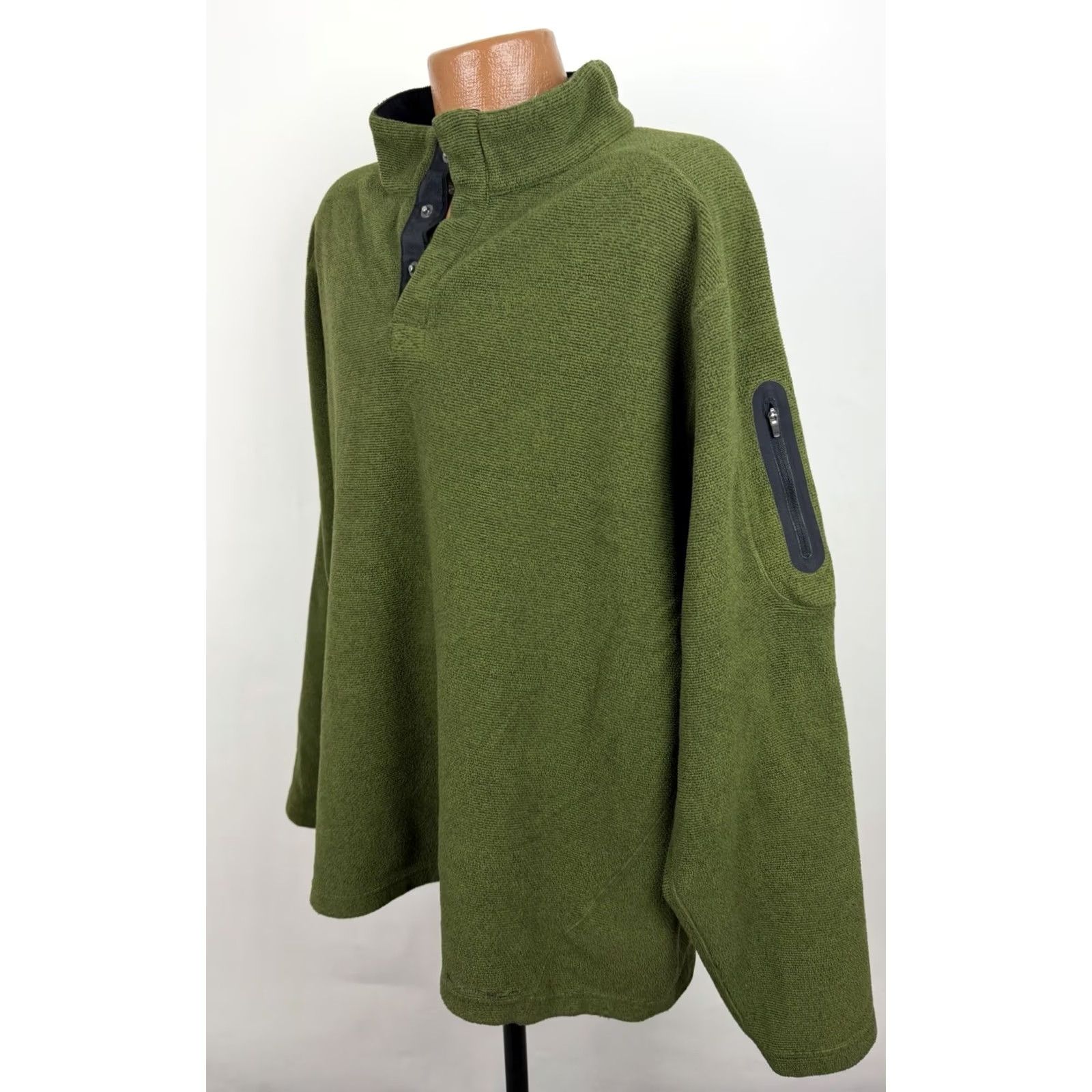 ExOfficio Ex Officio Fleece Pullover Mens 2XL Olive Green Snap Placket Outdoors 90s Shirt Size US XXL / EU 58 / 5 - 7 Thumbnail
