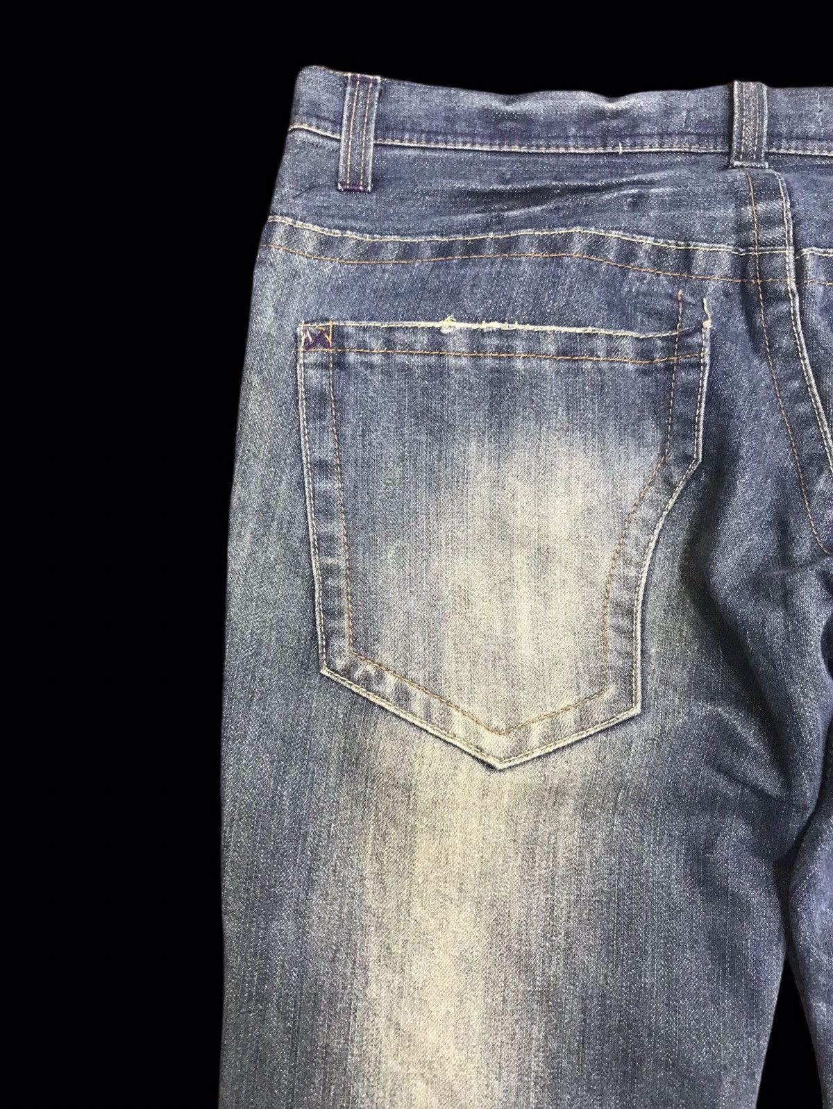 Japanese Brand 💥FLARE💥Rare Root Thre Flare Low Rise Distressed Denim F163 Size US 35 - 12 Thumbnail