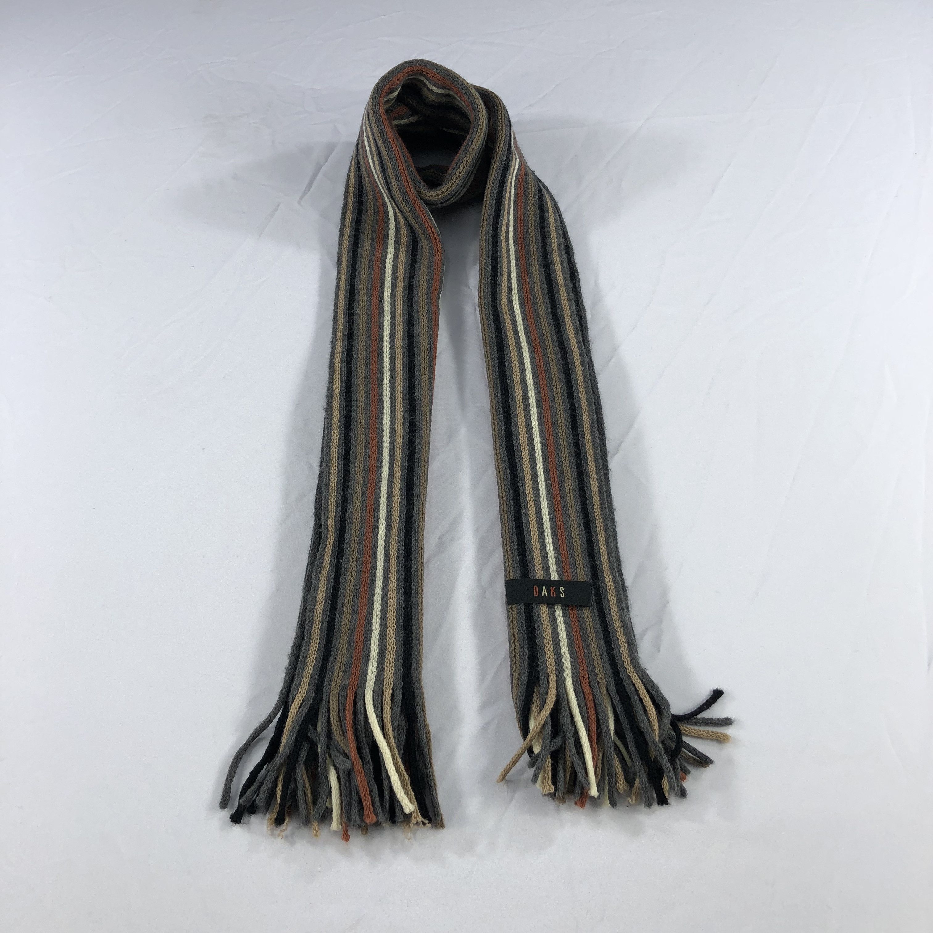DAKS Daks Stripes Knit Wool Scarf Muffler V935 Size ONE SIZE - 1 Thumbnail