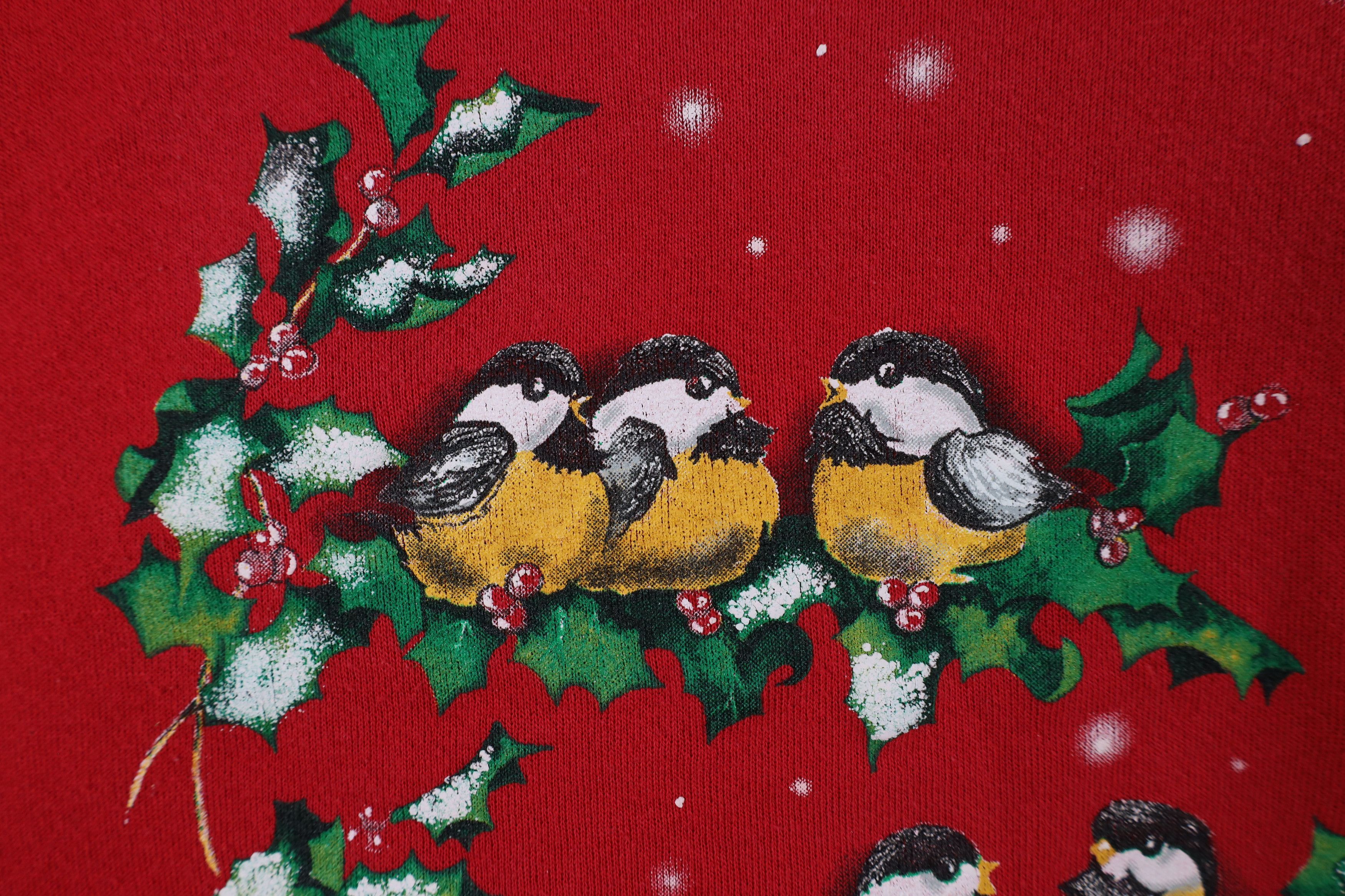 Vintage Vintage 90s Streetwear Christmas Mistletoe Birds Sweatshirt Size L / US 10 / IT 46 - 5 Thumbnail