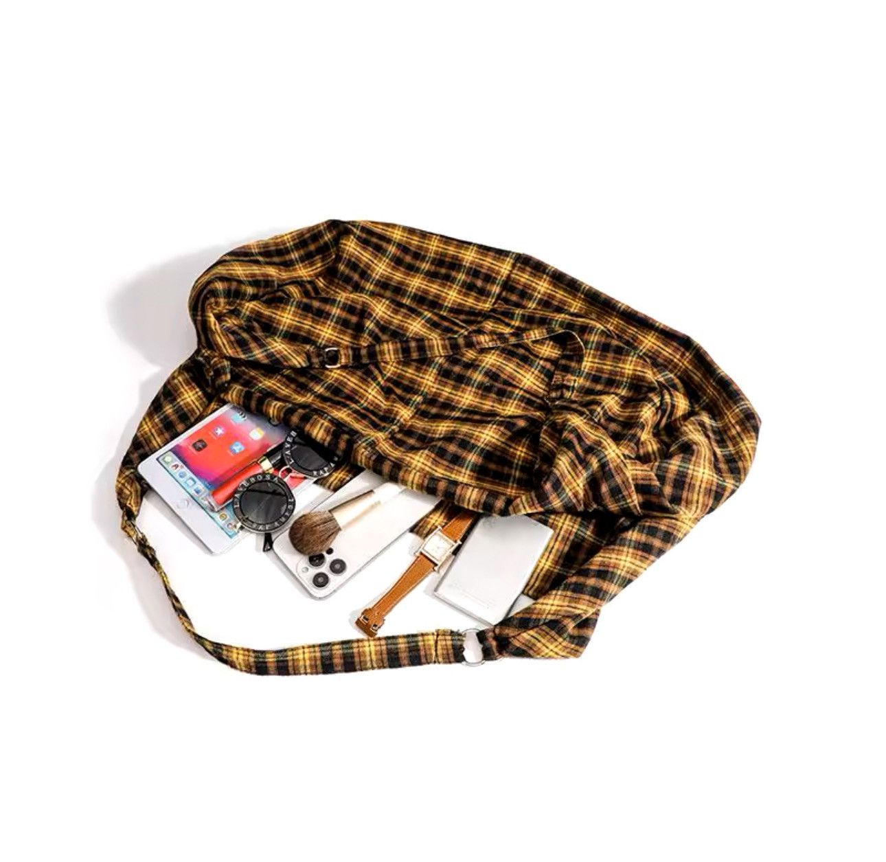 Vintage Streetwear Vintage Style Shoulder Shopping Plaid Canvas Bag Size ONE SIZE - 8 Thumbnail