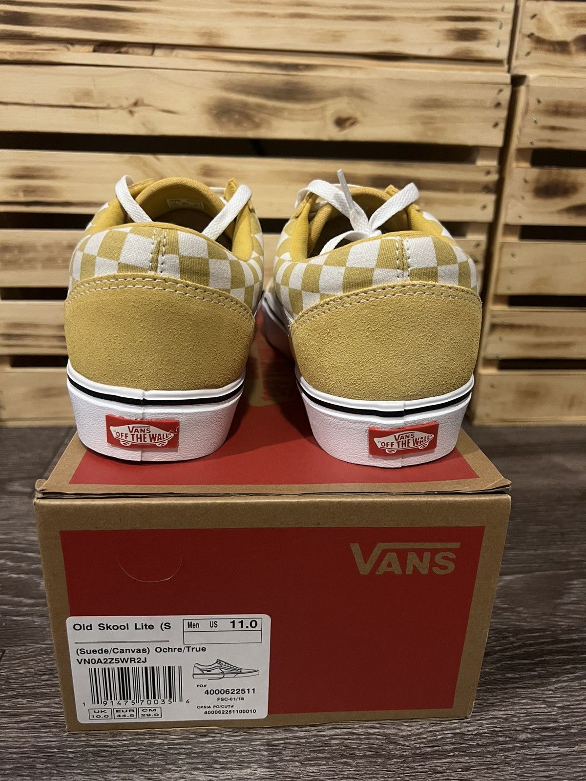 Vans Vans Old Skool Lite “Off The Wall” Ochre Yellow Checkerboard Size US 11 / EU 44 - 4 Thumbnail