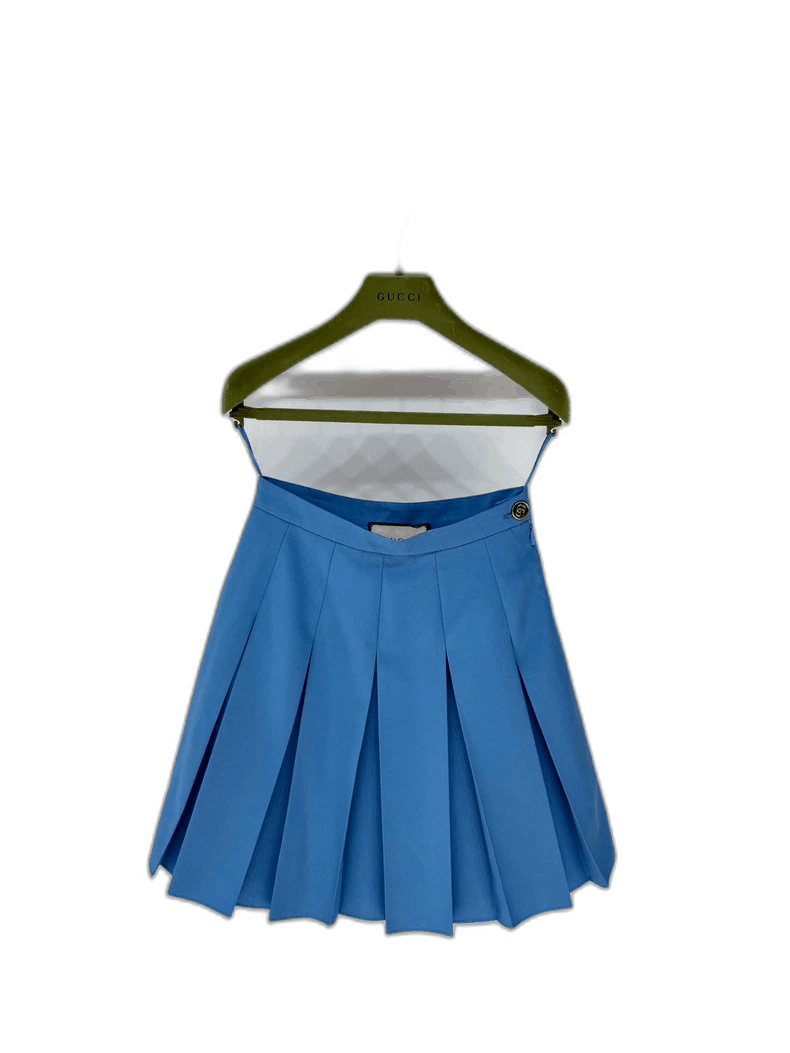 Gucci New Gucci Blue Pleated Skirt with Gold Button Size 36" / US 14 / IT 50 - 1 Thumbnail