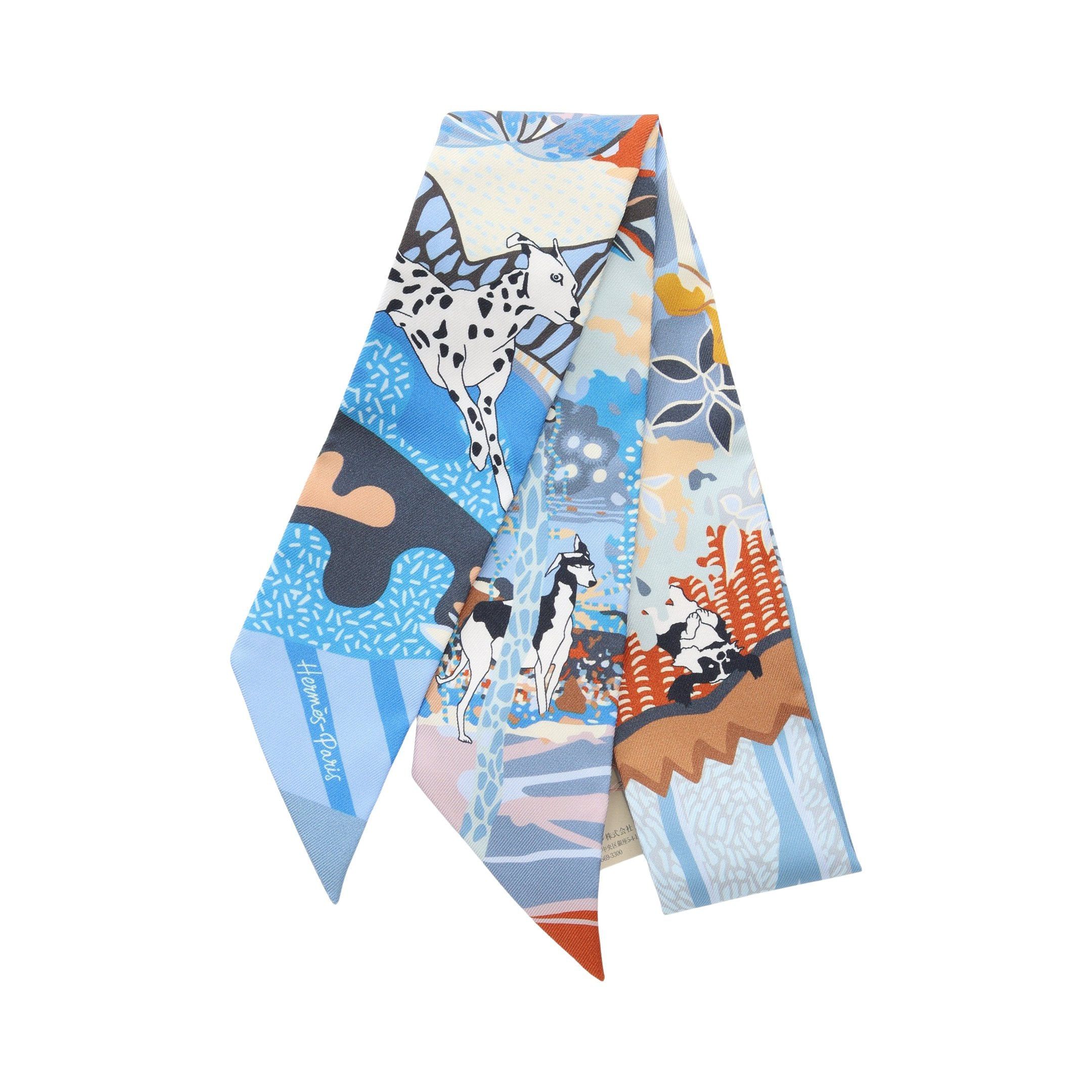 Hermes Hermes Twilly En Liberte Ribbon Scarf Silk Blue Multicolor Size ONE SIZE - 1 Thumbnail